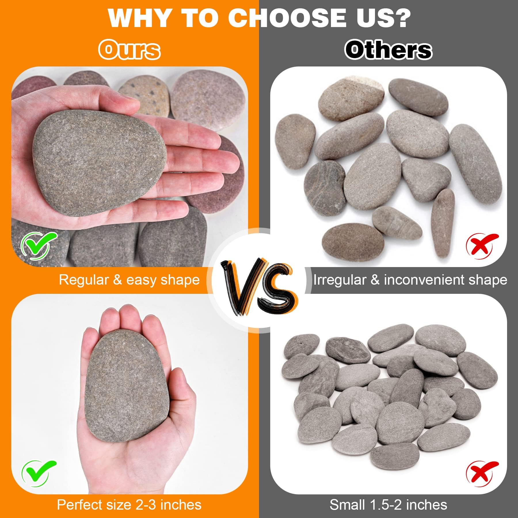 River Rocks for Painting 90 Pcs Large 2-3 Inch Flat Smooth Painting Stones Craft Rock to Paint for Kids Crafts Painting Bulk
