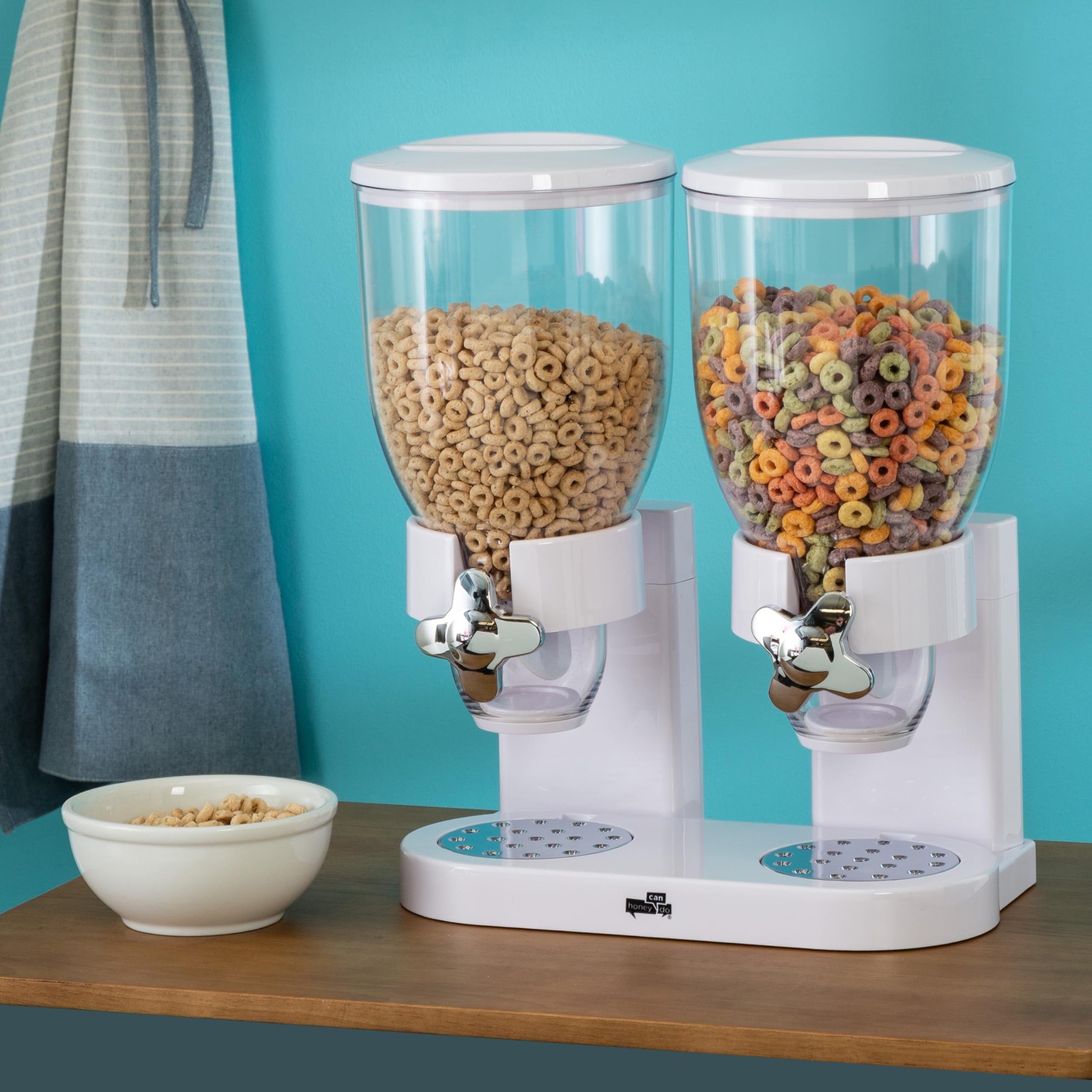 Zevro /Gat201C Indispensable Dry Food Dispenser, Dual Control, White/Chrome