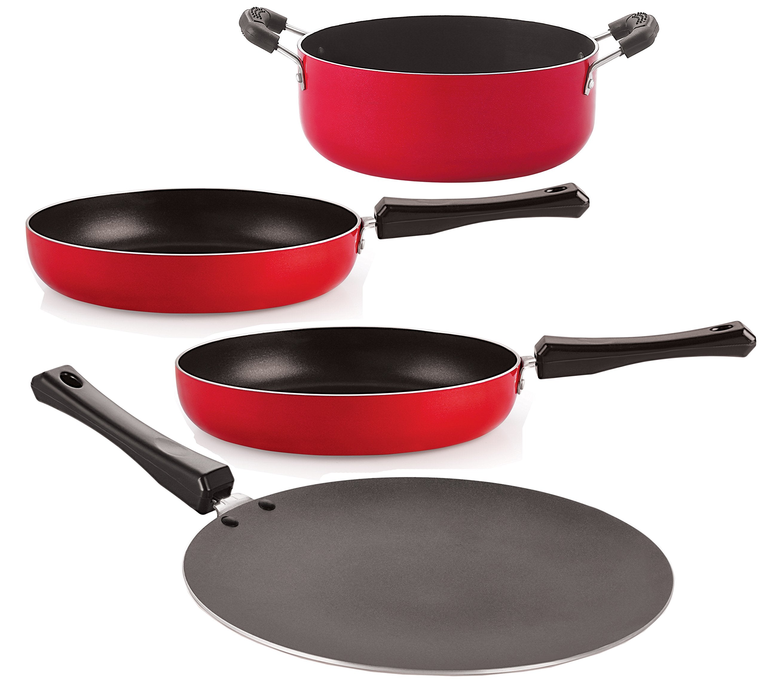 Nirlon NonStick Heat Resistance Aluminium Gas Compatible Pots And Pans Kitchenware Utencil Combo Set Offer