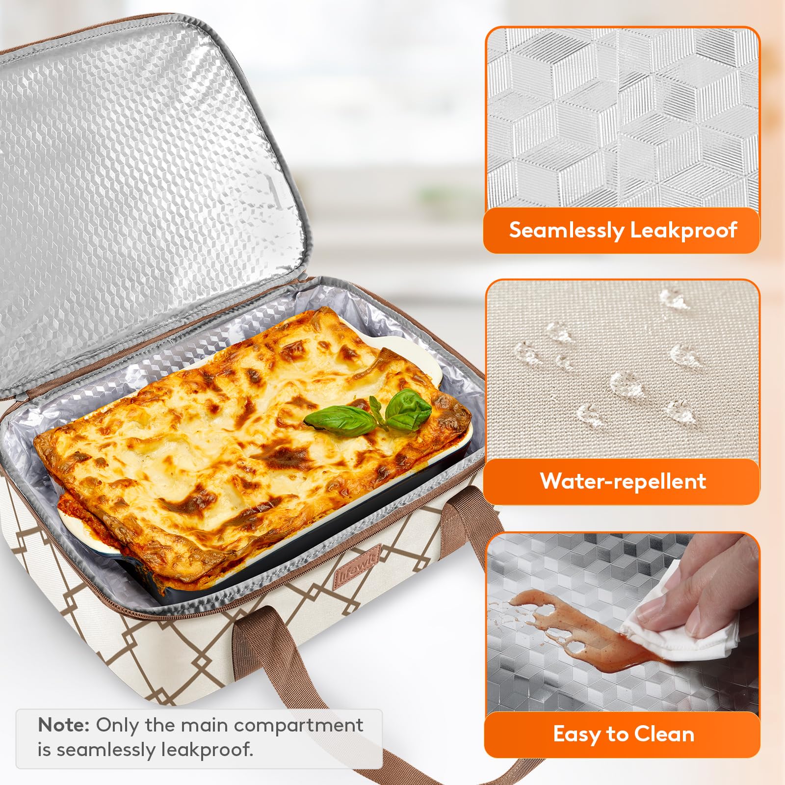 Lifewit Insulated Casserole Carrier For Hot Or Cold Food, Casserole Dish Bag Carrying Case, Lasagna Lugger Holder For Potluck/Pa
