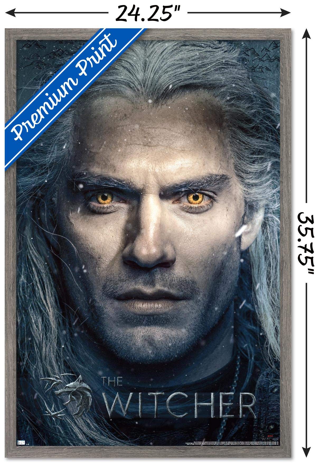 Trends International Netflix The Witcher - Closeup Wall Poster, 22.375'' X 34'', Barnwood Framed Version
