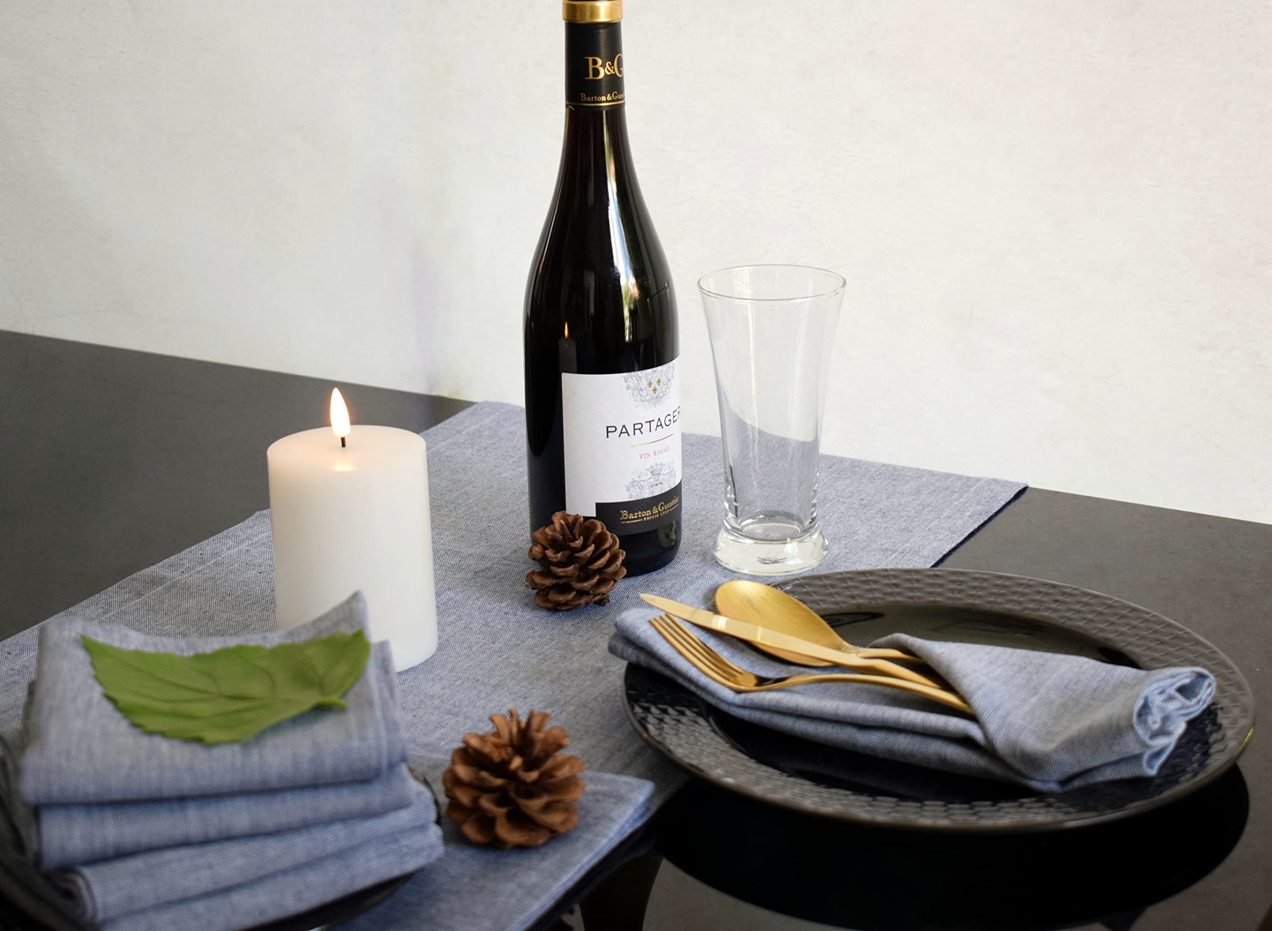 Yourtablecloth Chambray Table Runner (Blue, 14 X 108)