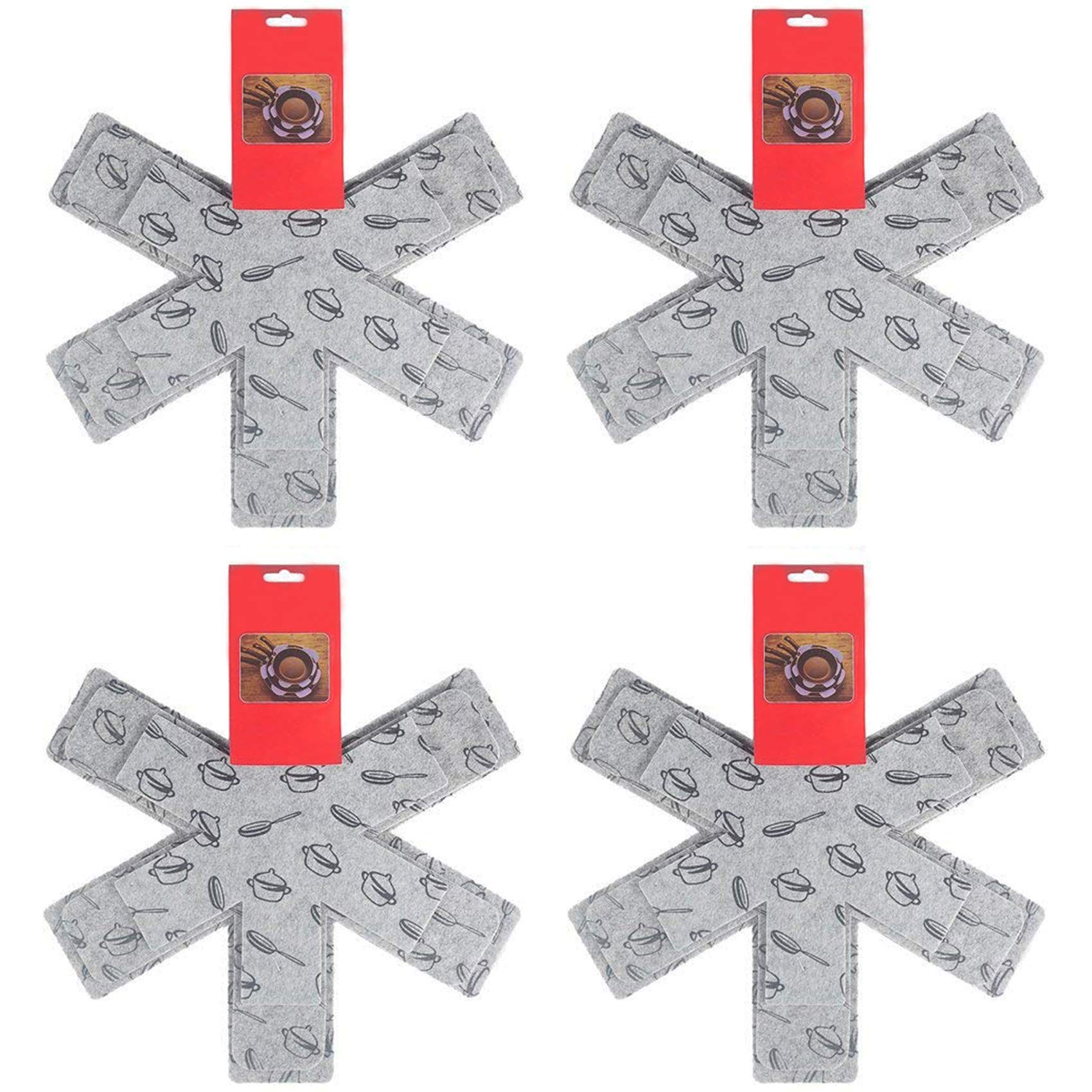 Acronde 12Pcs Pot & Pan Protectors Cookware Protector Set Divider Pads To Prevent Scratching, Separate And Marring, 3 Sizes-15/1