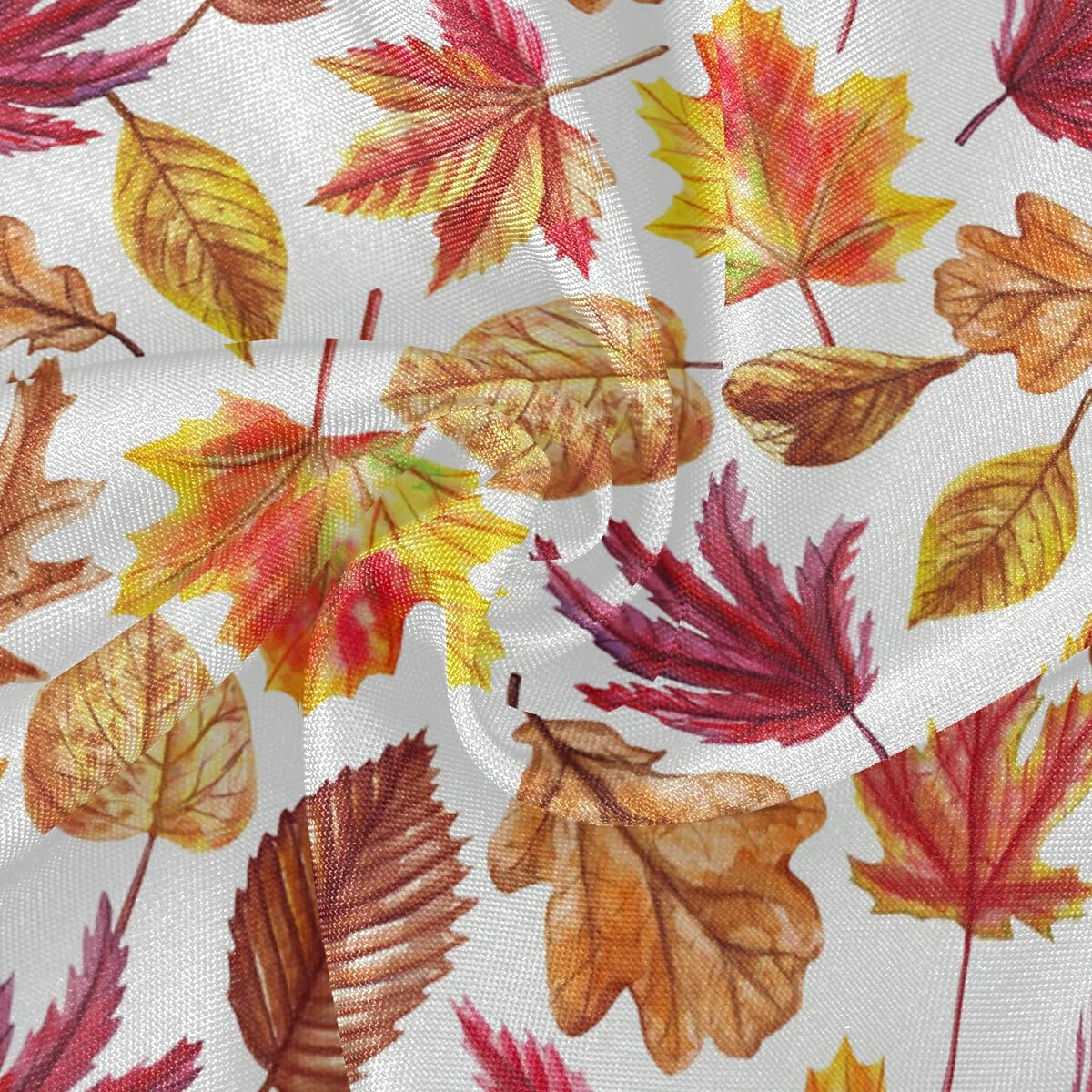 Kcldeci Autumn Fall Round Tablecloth Washable Polyester Table Cloth Fall Maple Leaf Pumpkin Decorative Table Cover For Wedding P