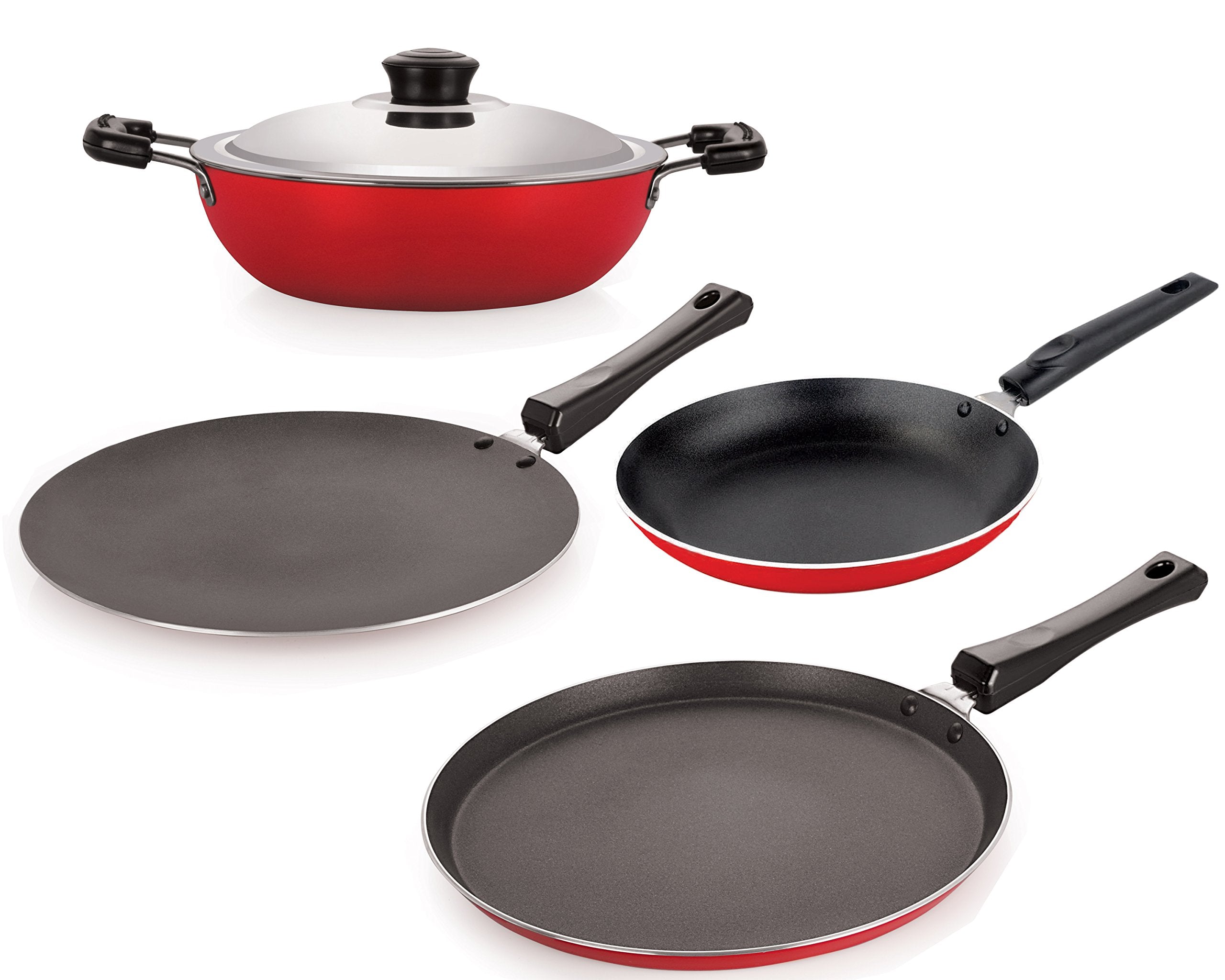 Nirlon NonStick Cookware Kitchen Cooking Essential Combo Set, (26_Ct_Dkdm_Tp_Ft10),Heavy Gauge Aluminium