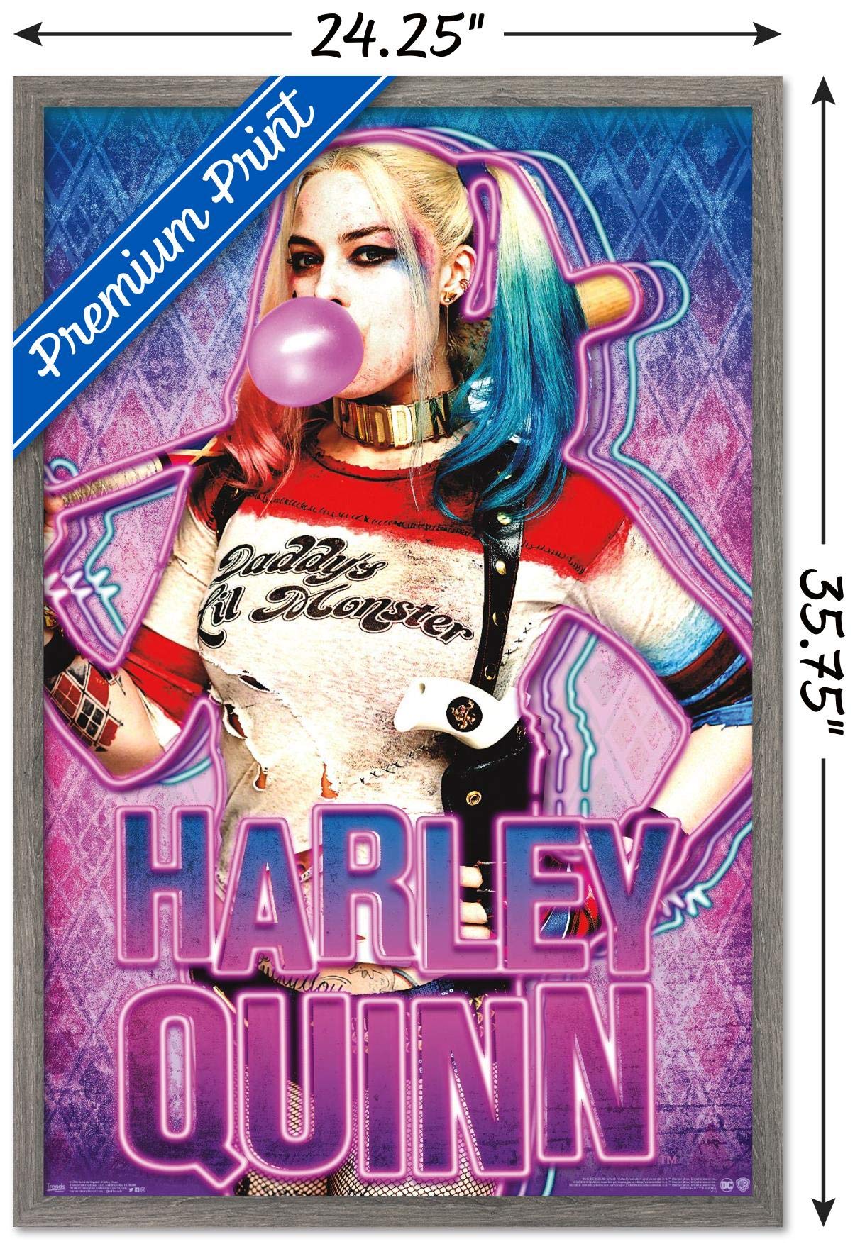 Trends International Dc Comics Movie - Suicide Squad - Harley Gum Wall Poster, 22.375'' X 34'', Barnwood Framed Version