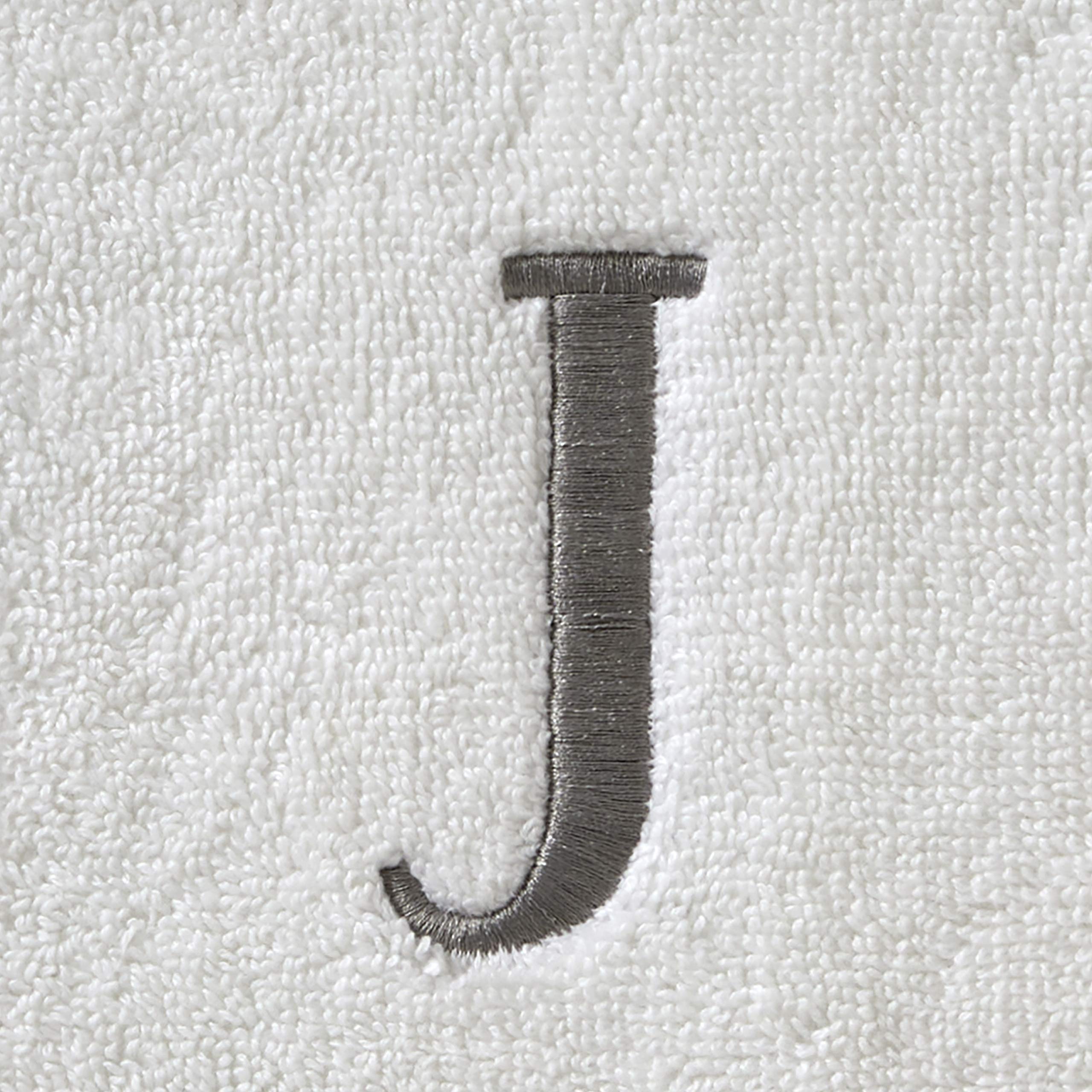 Skl Home Casual Monogram Hand Towel Set, J, 16X26, White 2 Pack