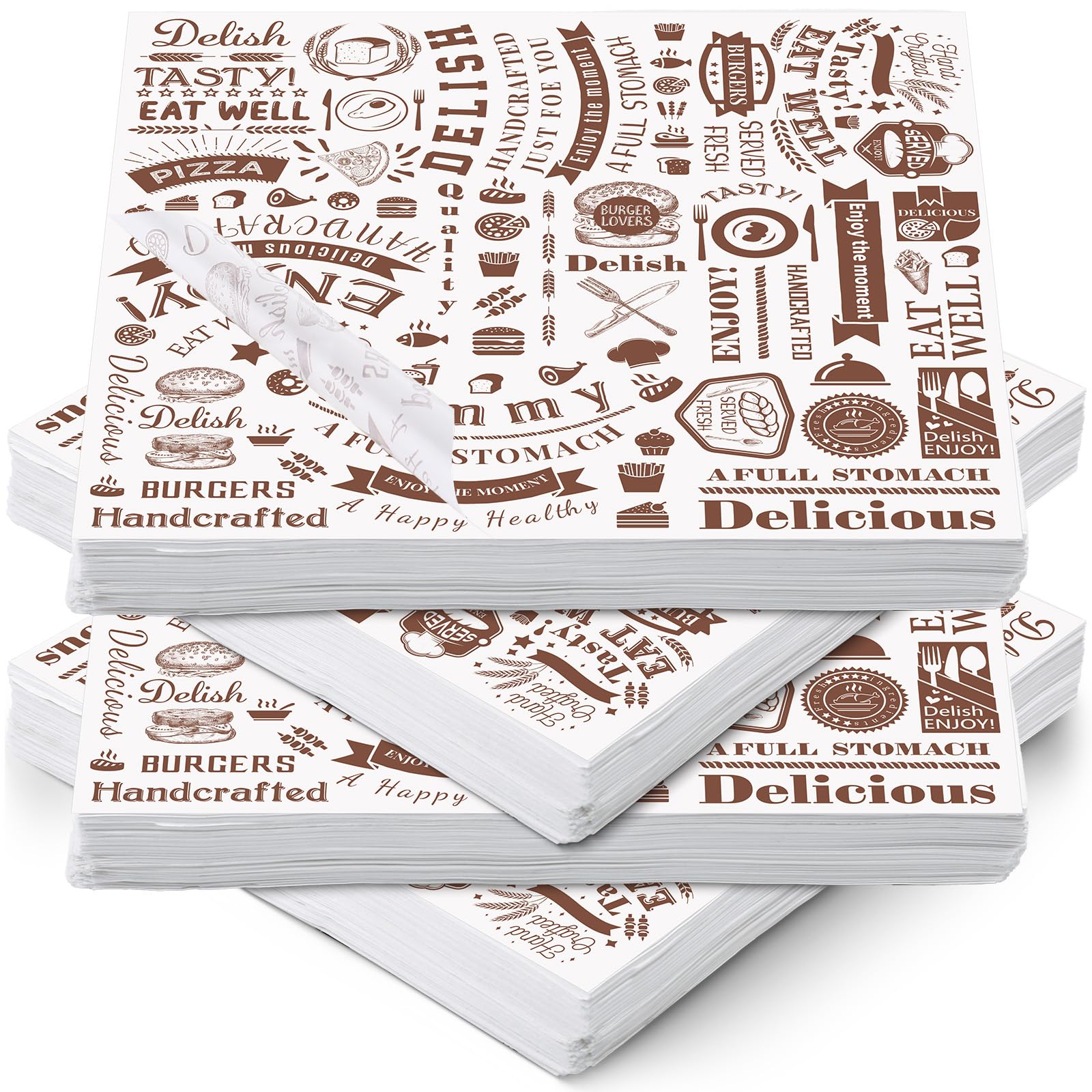 Marspark Deli Wax Paper Sheets 12 x 12 Inches Square Grease Resistant Tray Basket Liners Hot Dog Wrappers Newsprint Water and Gr