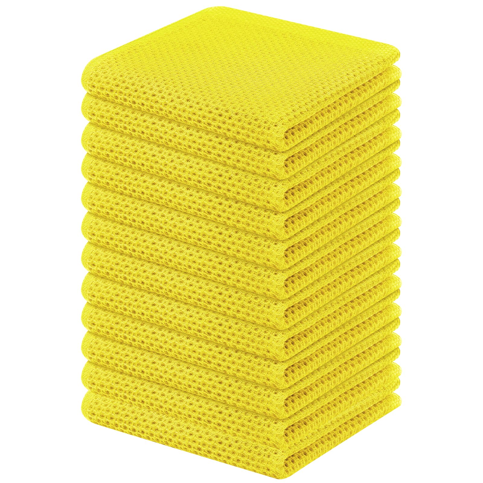 Kitinjoy 100% Cotton Kitchen Dish Cloths, 12 Pack Waffle Weave Ultra Soft Absorbent Dish Towels For Drying Dishes Quick Drying K