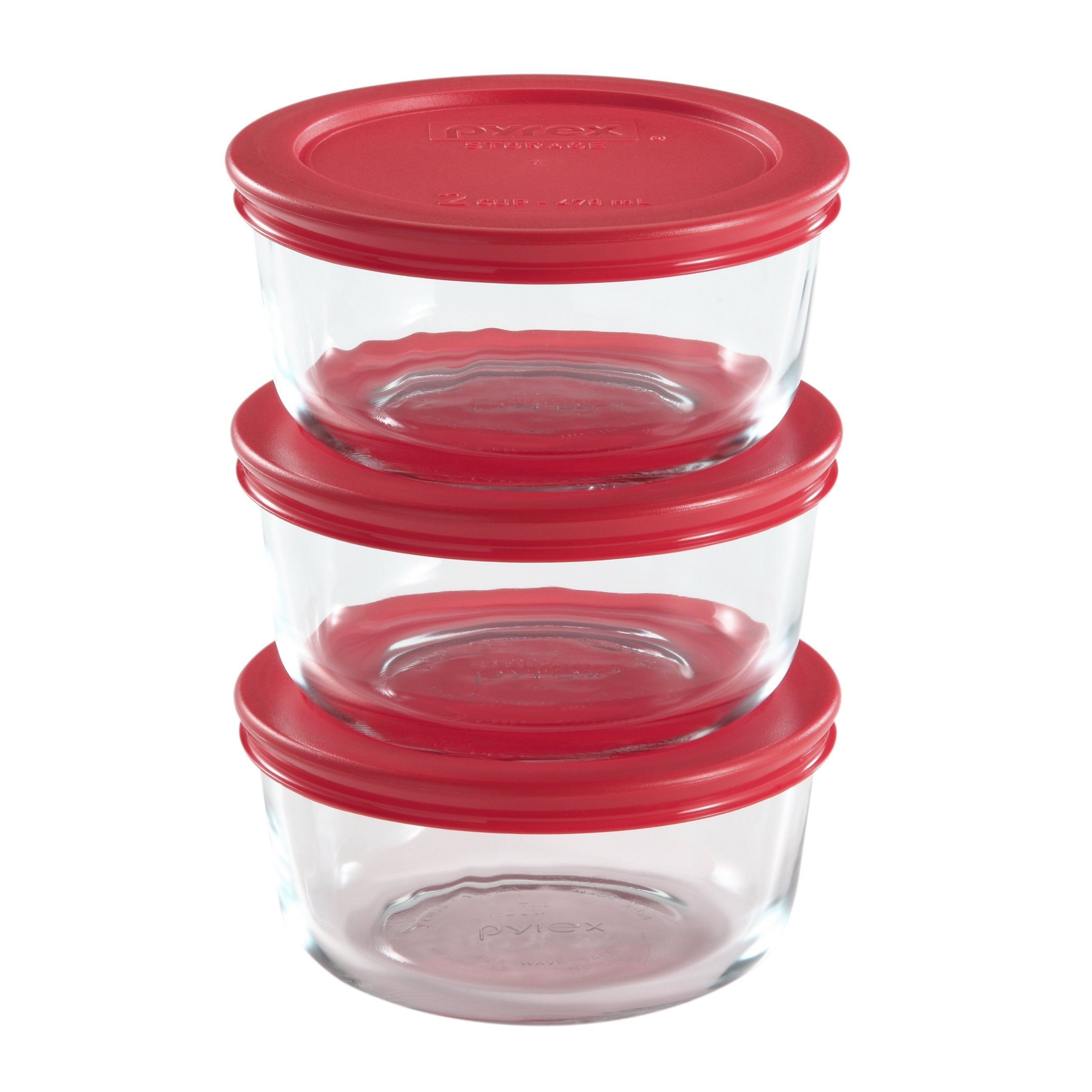 Pyrex 6-Piece 2-Cup Glass Food Storage Set With Lids