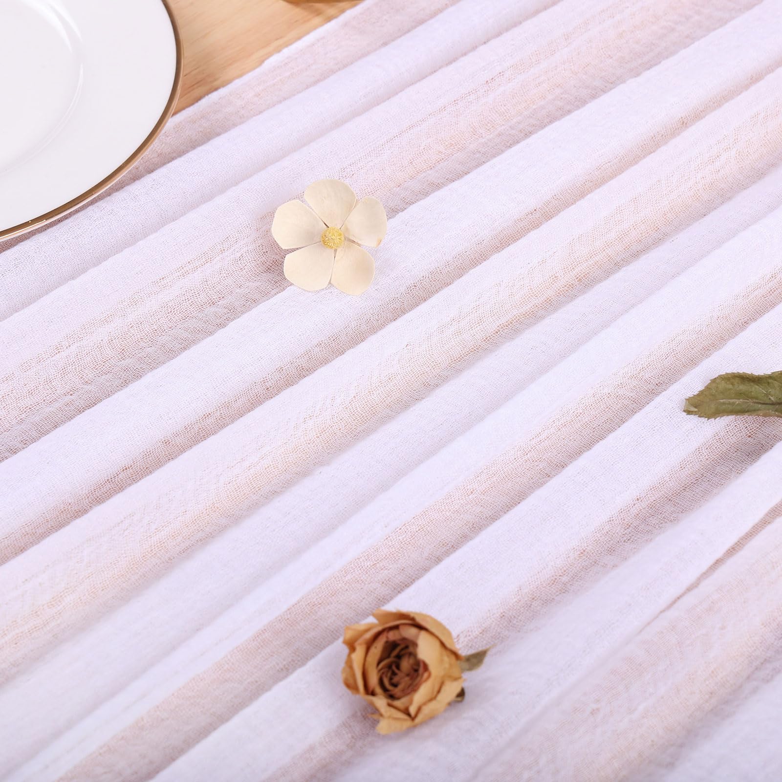 Sajoo 13Ft White Cheesecloth Table Runner 35X157 Inches Gauze Boho Table Runner For Bridal Wedding Decor Baby Shower Valentines