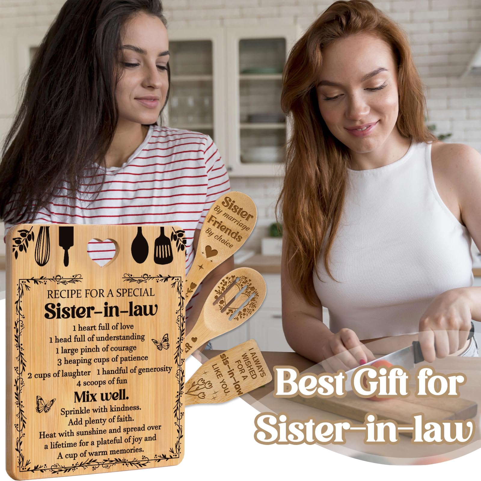Gifts for Sister in Law -  Recipe for a Special Sister-in-Law , Sister in Law Birthday Gifts Engraved Bamboo-Made Cutting Board