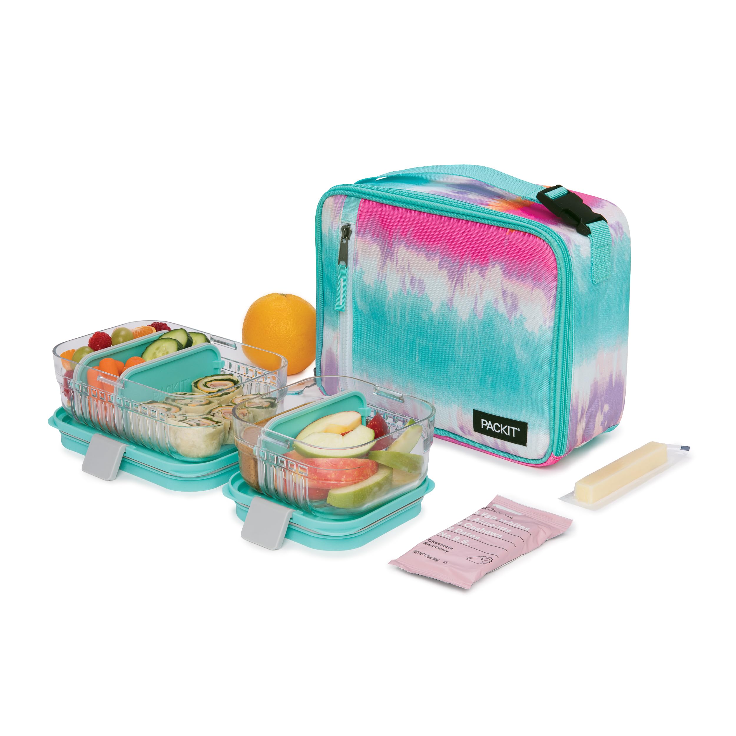 Packit Freezable Classic Lunch Box, Tie Dye Sorbet, Built With Ecofreeze Technology, Collapsible, Reusable, Zip Closure With Zip