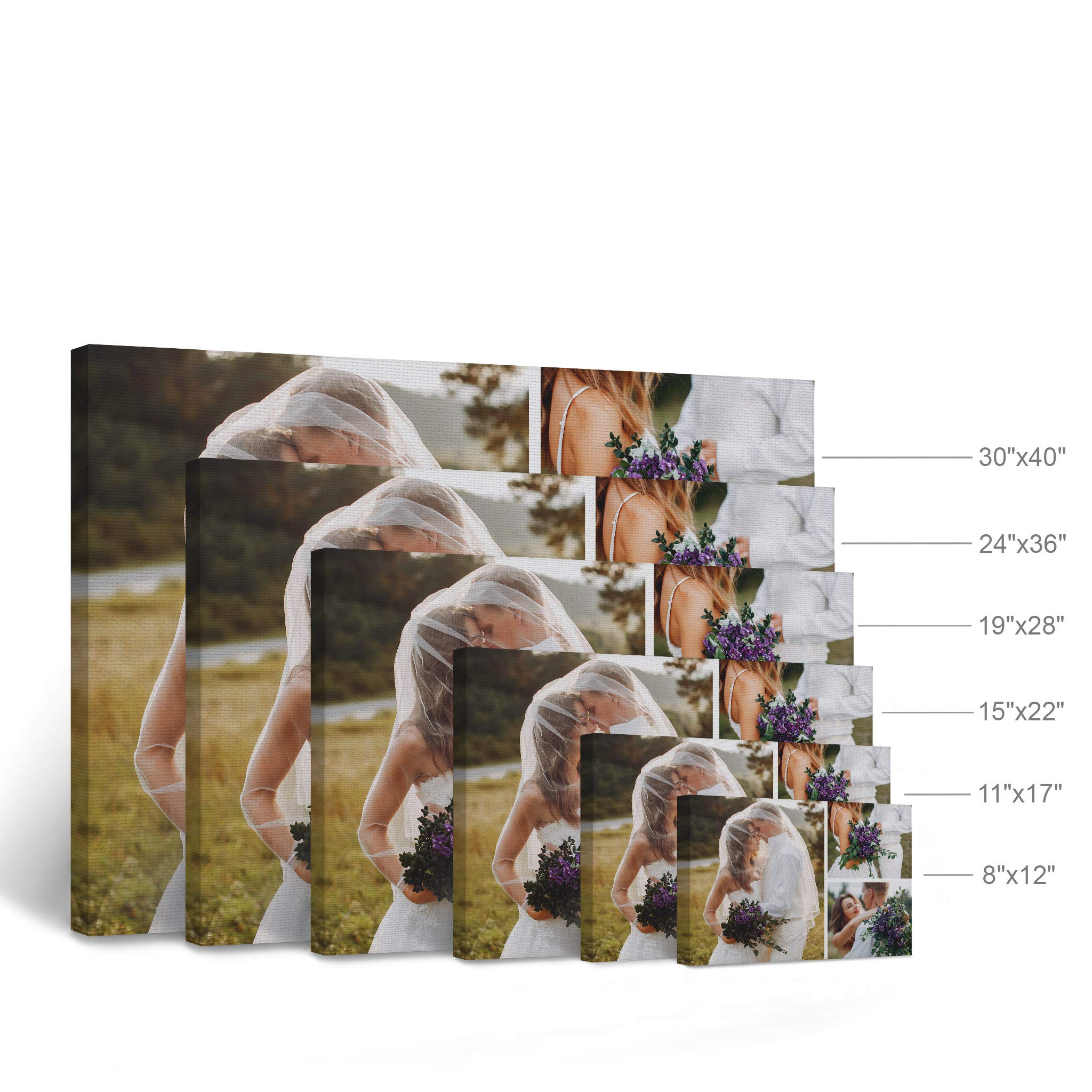 Smile Art Design Custom Canvas Print with Your Photos Personalized Photo 3 Images Collage Picture Custom Photo Prints Personalized Gifts for Men Wedding Gift Bridal Decorations - 8x12 inches