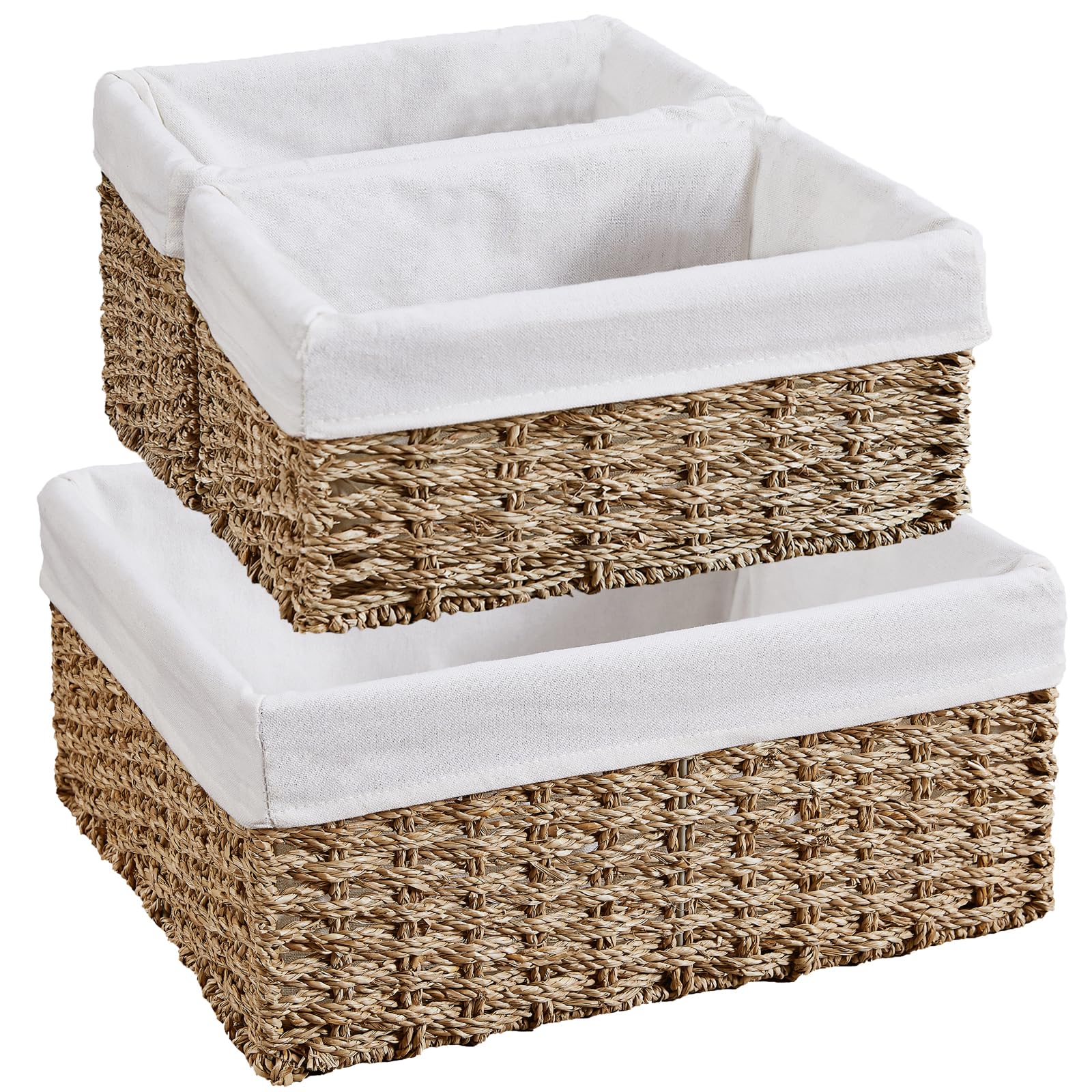 Vagusicc Wicker Basket, Seagrass Wicker Storage Basket With Built-In Handles, Baskets For Organizing, 15'' Large Storage Baskets