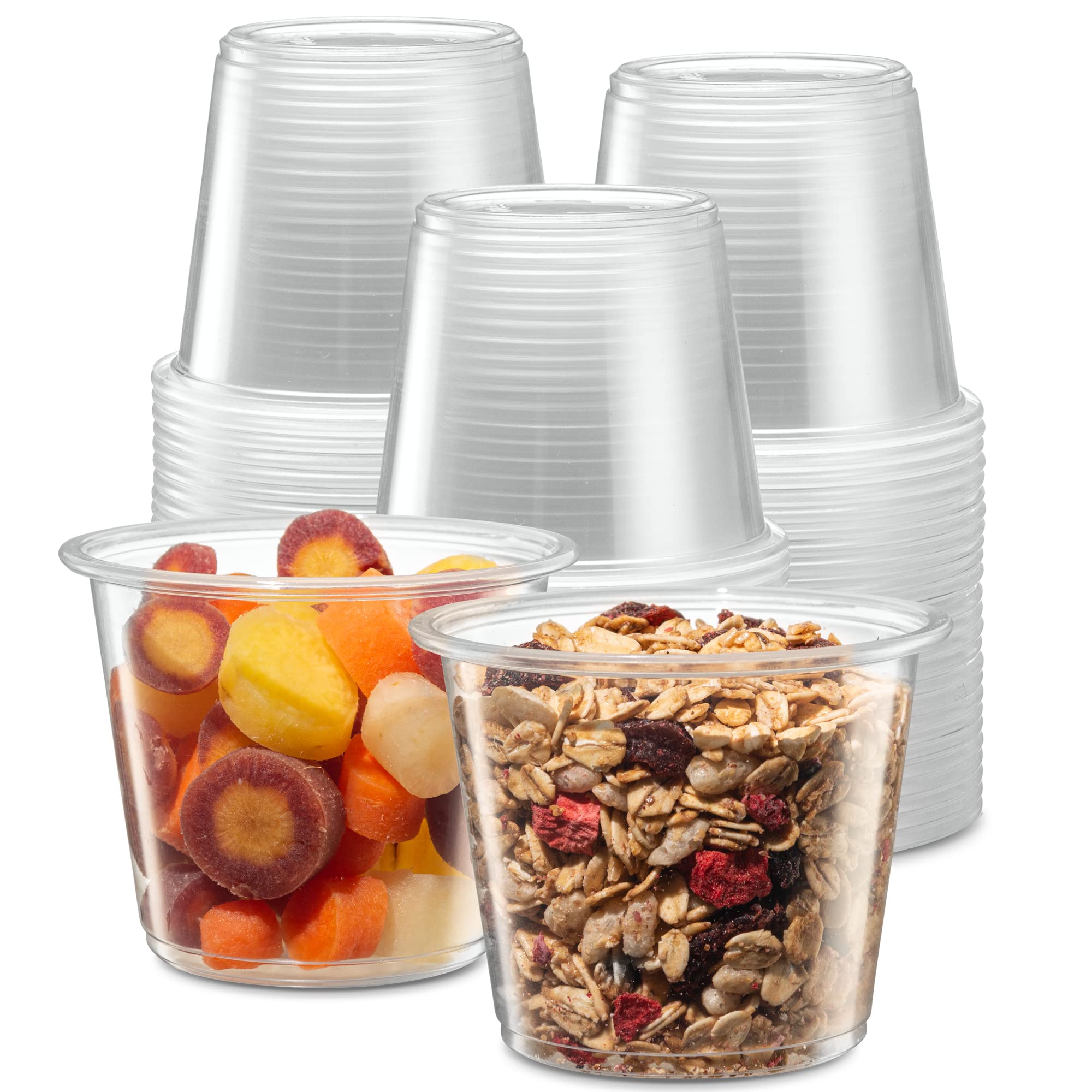{5 oz,200 Cups} Clear Diposable Plastic Portion Cups No Lids, Small Mini Containers For Portion Controll, Jello Shots, Meal Prep