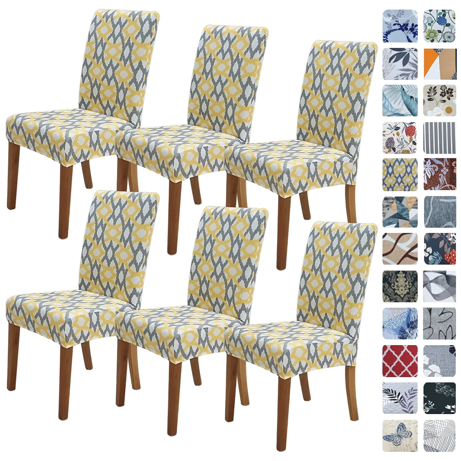 Springrico Chair Covers For Dining Room 6 Pack, Stretch Dining Chair Cover, Washable Spandex Kitchen Parsons Chair Slipcovers, R