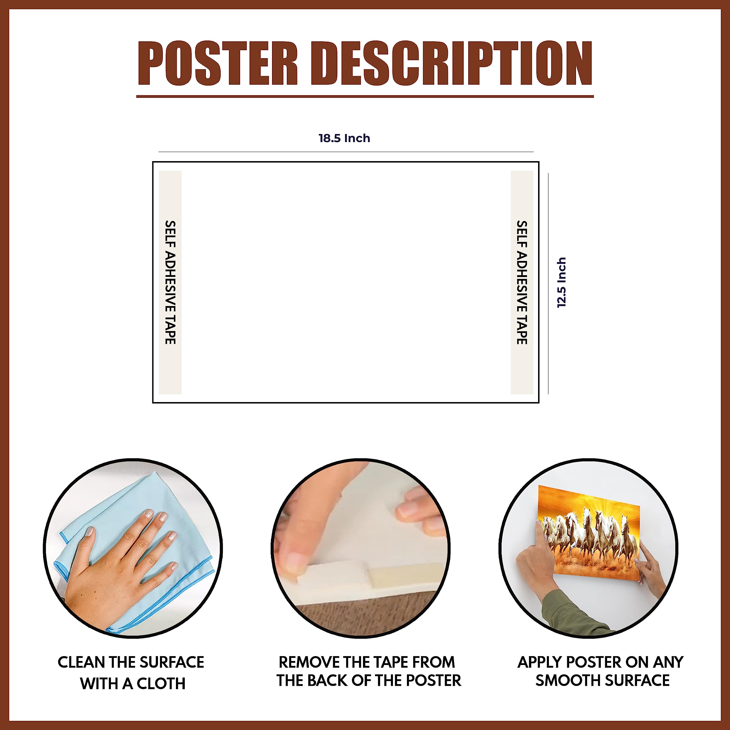 Clickedin Seven Lucky Attractive White Running Horses According To Vastu Shastra Without Frame High Glossy Laminated Wall Painti