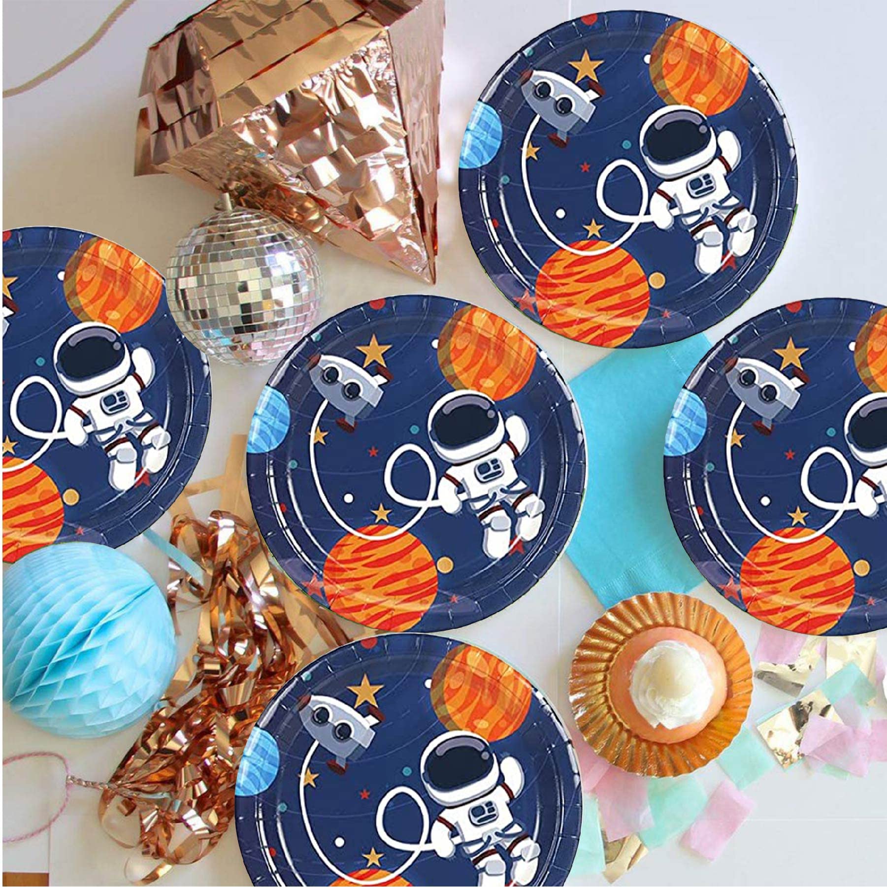 Wanna Party Space Theme Plates, 9 Inch Paper Plates For Outer Space Birthday Party Supplies,Galaxy Solar System Astronaut Theme