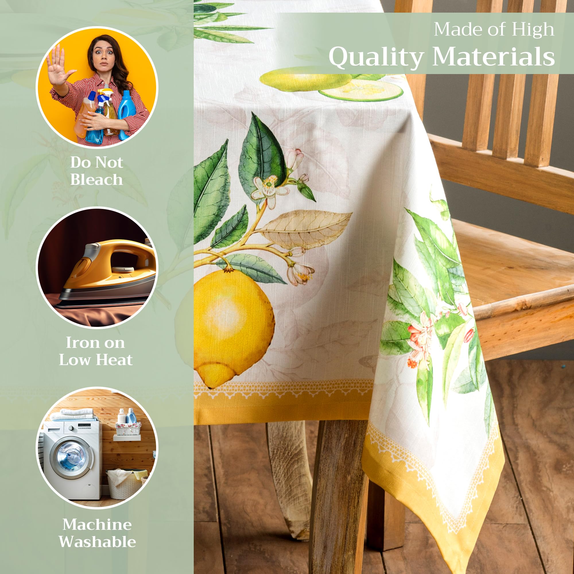 Maison d Hermine Table Cloth Rectangle Table 100% Cotton 70 x 90 Inches Tablecloth Reusable Decorative for Dining Room, Farmhou
