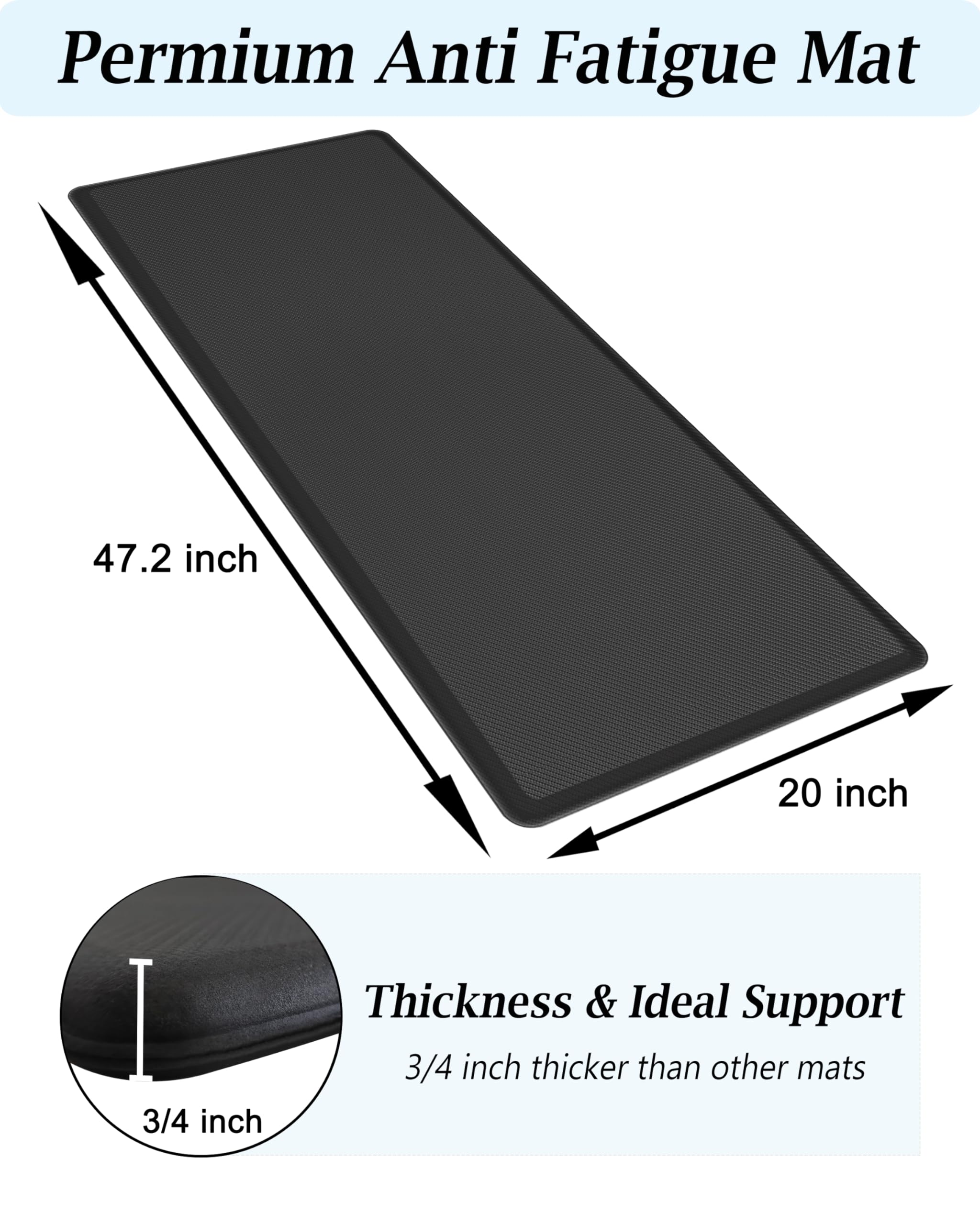 Artnice Anti Fatigue Kitchen Floor Mat, 3/4 Inch Thick Non-Slip Standing Desk Mat, Waterproof Comfort Kitchen Rugs For Home, Sin