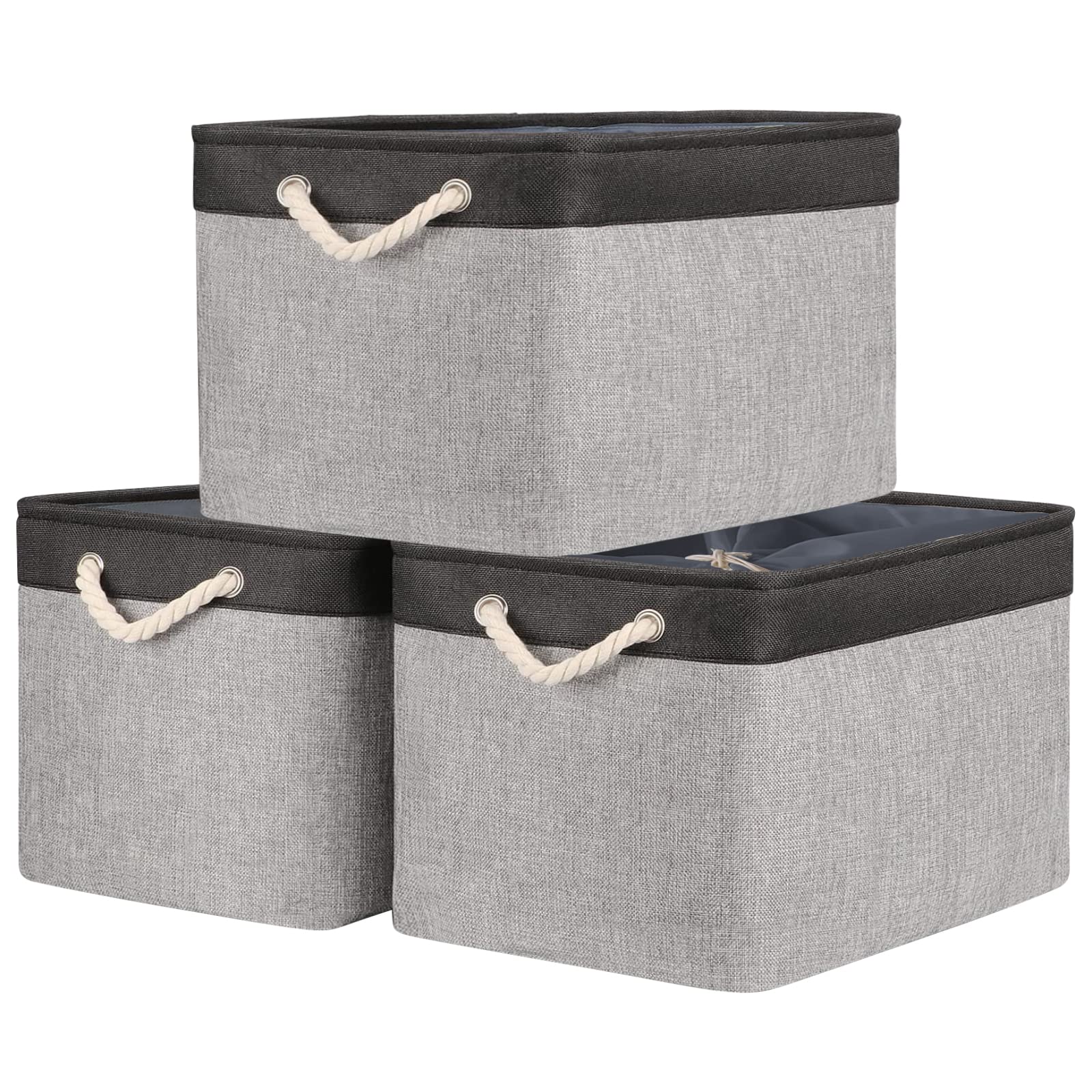 Thewarmhome Organization And Storage Basket For Shelves - 20X16X14 Inch Jumbo 3 Pack Collapsible Storage Bins For Organizing, Fa