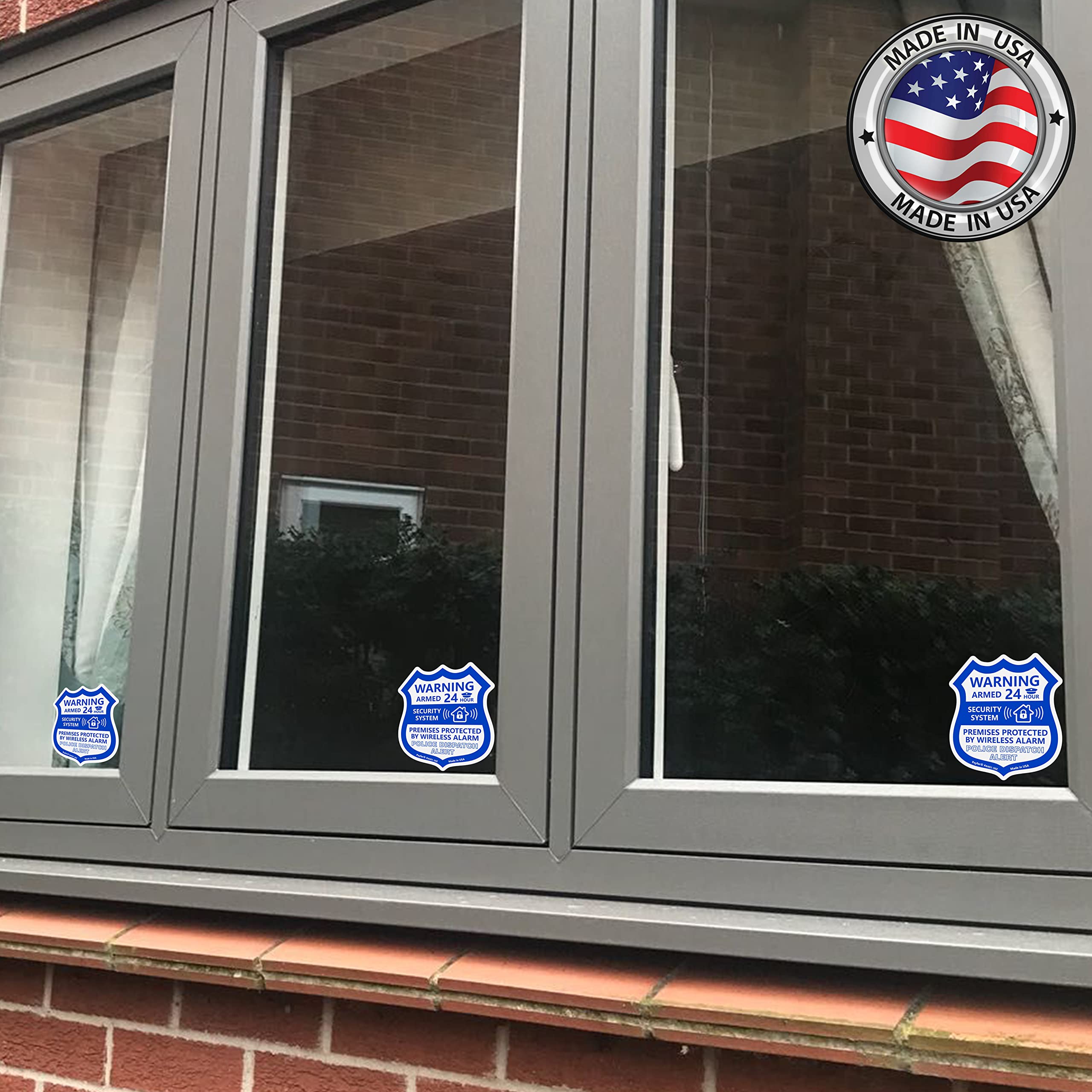 Psyfer (Fade-Free) 6 Pack - Small Alarm Security Outdoor Uv Window Stickers [Made In Usa]