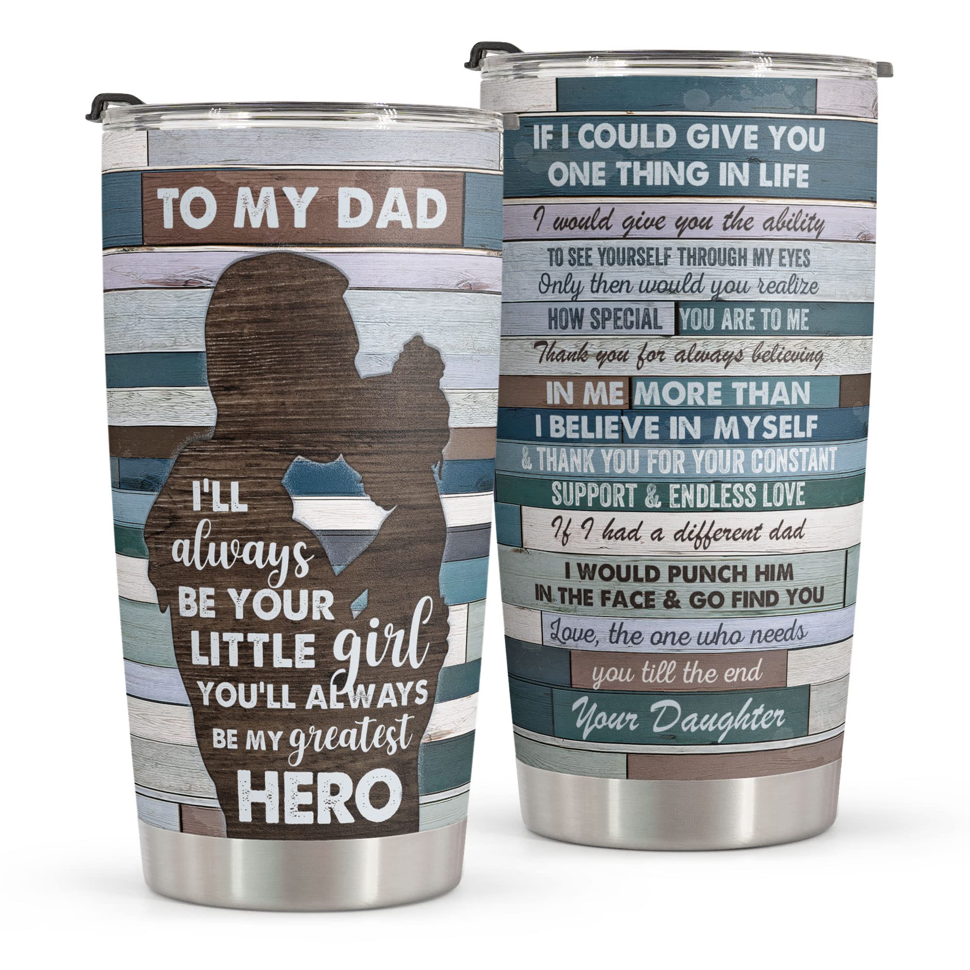 Macorner Gifts For Dad - Stainless Steel Vintage Tumbler 20Oz Gifts For Men - Birthday Gifts For Dad Stepdad From Daughter - Fat