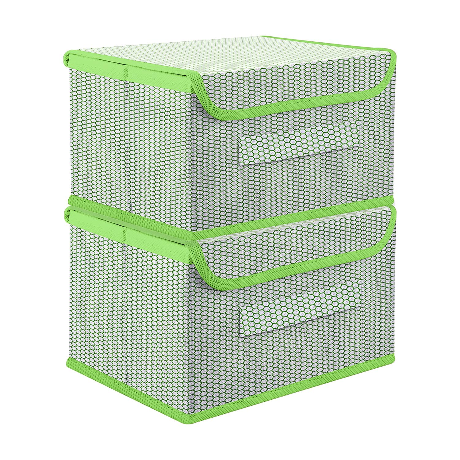 Kuber Industries 2 Pcs Drawer Storage Box | Zig Zag Dhakkan Organizer | NonWoven Clothes Organizer For Toys | Storage Box With 