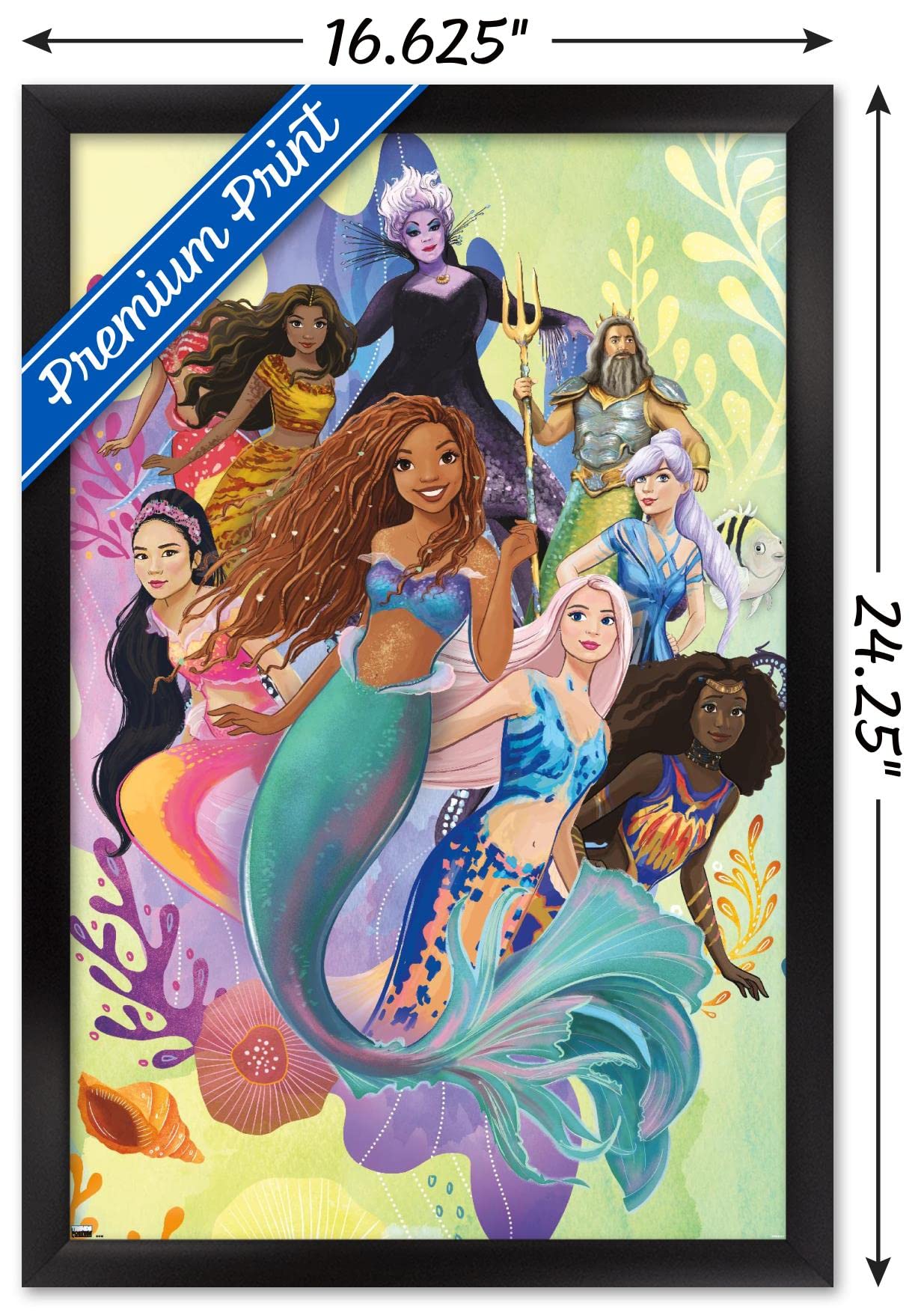 Trends International Disney Little Mermaid - Group Wall Poster, 14.72'' X 22.37'', Black Framed Version