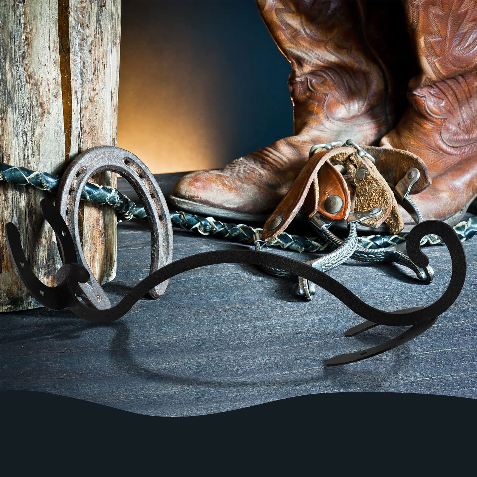 Qunclay Western Cowboy Hat Holder For Wall Decorative Wall Mounted Holder Metal Cowboy Hat Holder Rustic Hat Organizer For Hat C