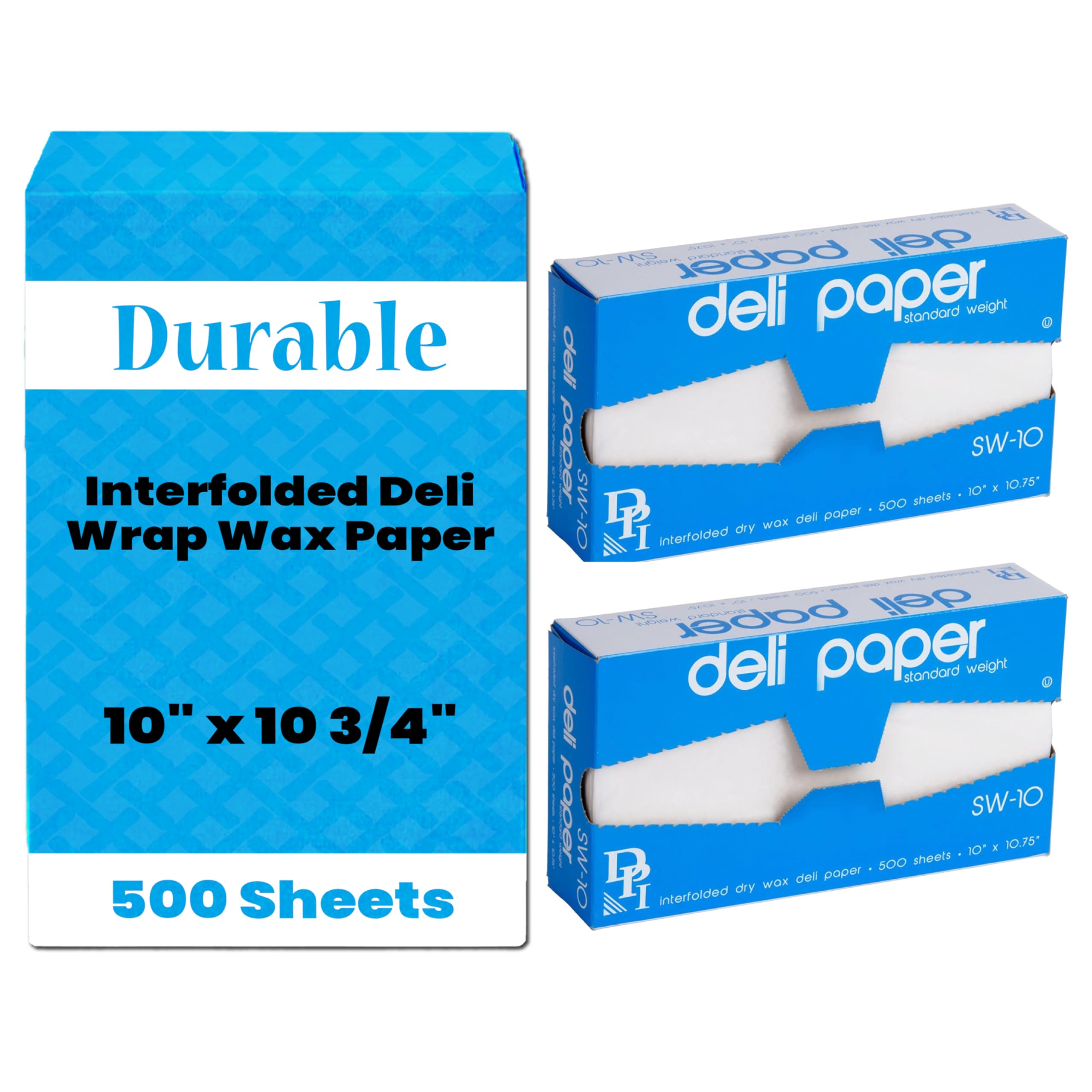 Durable Packaging 10 x 10 3/4 Interfolded Deli Wrap Wax Paper