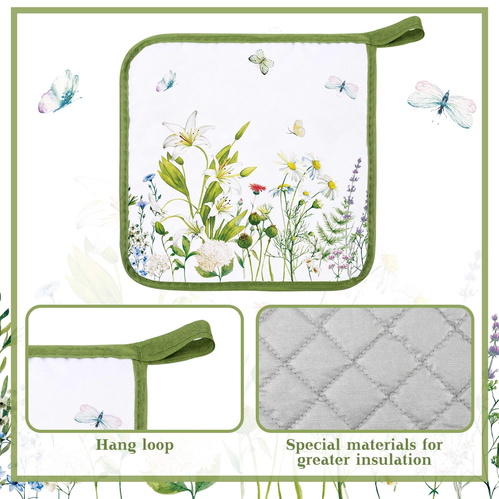 Bencailor 12 Pcs Pot Holders with Pocket Kitchen Hot Potholders Hot Pad Oven Mitts Cookie Bag Oven Gloves for Kitchen Gift Bakin