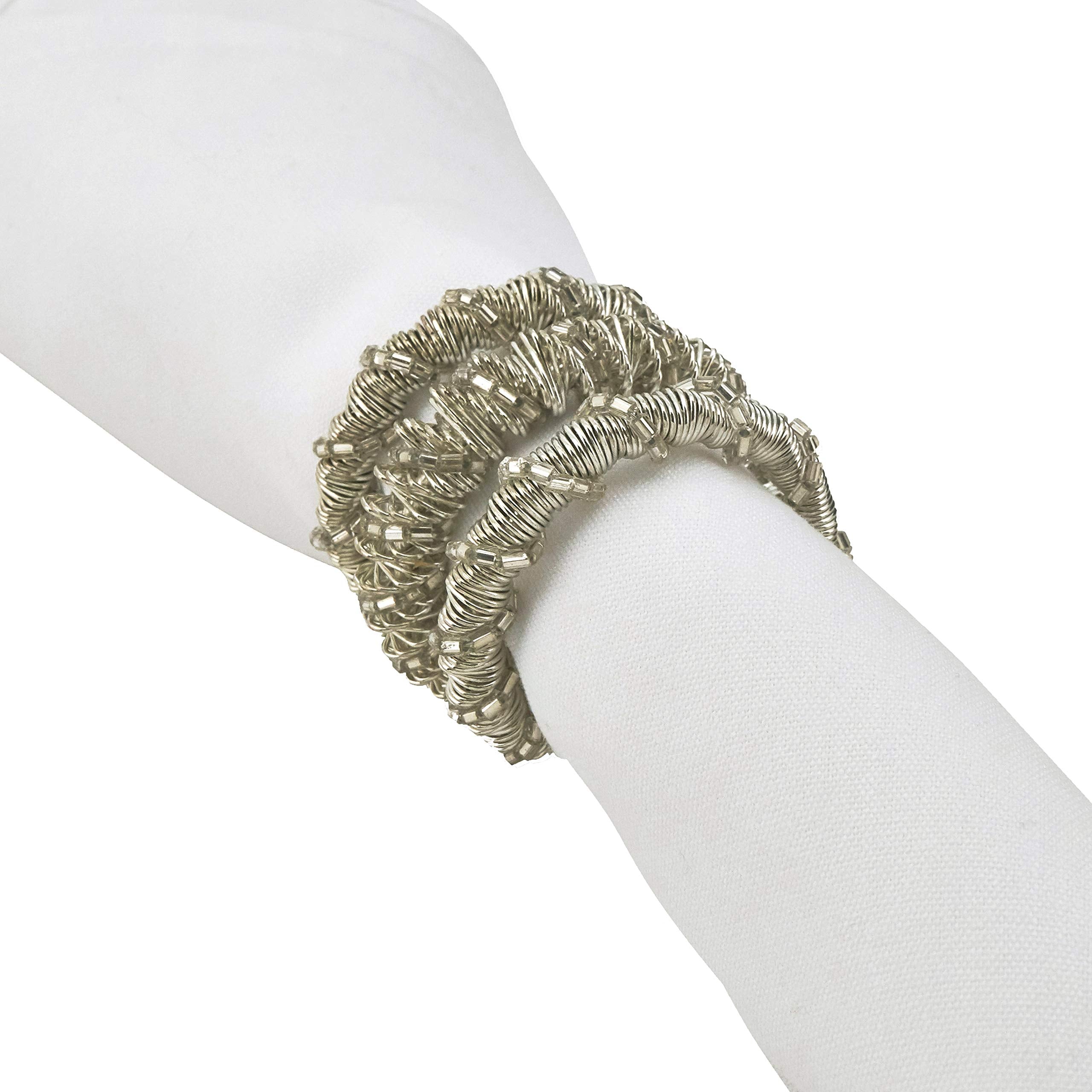 'Saro Lifestyle Collection Spiral Napkin Rings (Set Of 4), Diameter: 1.5'', 2''W X 2''H X 2''L, Silver'' (Nr328.S)