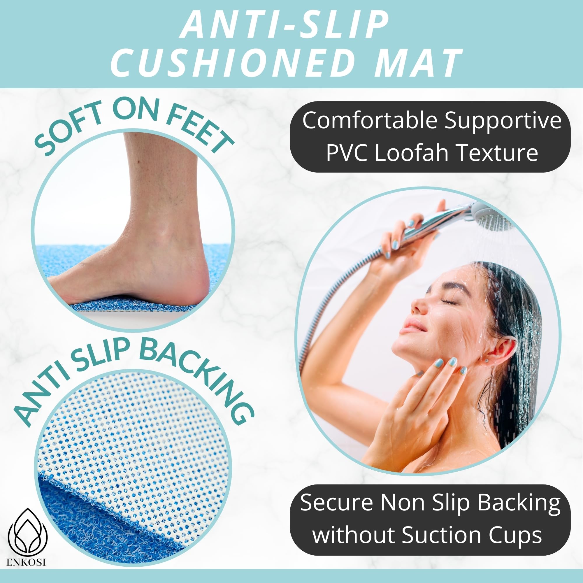 Loofah Bath Mat For Shower - Shower Floor Mat - Bathroom Shower Mat - Shower Bath Mat Non Slip - Anti Slip Shower Mat - Bath & S