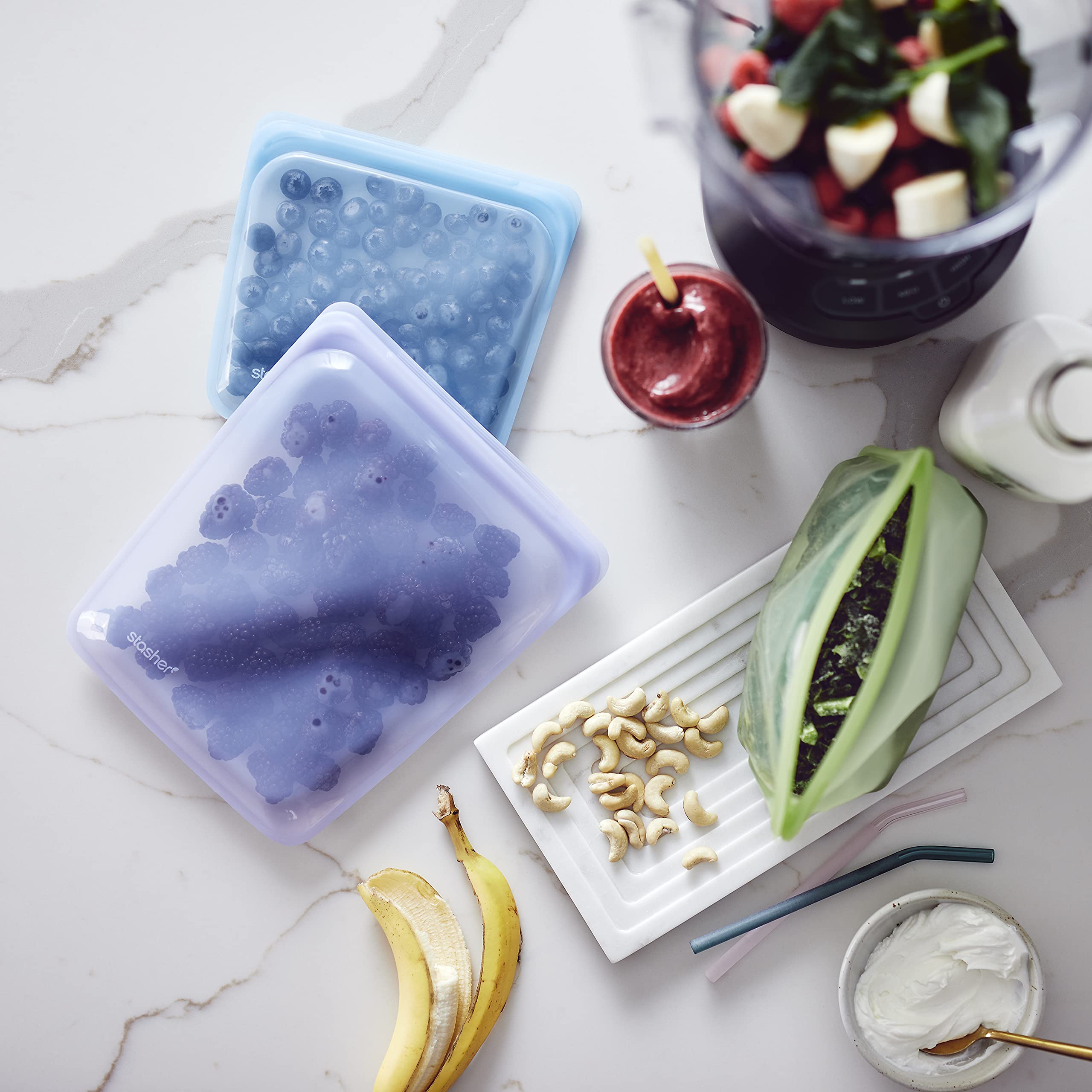 Stasher Platinum Silicone Food Grade Reusable Storage Bag, Lavender (1/2 Gallon) | Reduce Single-Use Plastic | Cook, Store, Sous