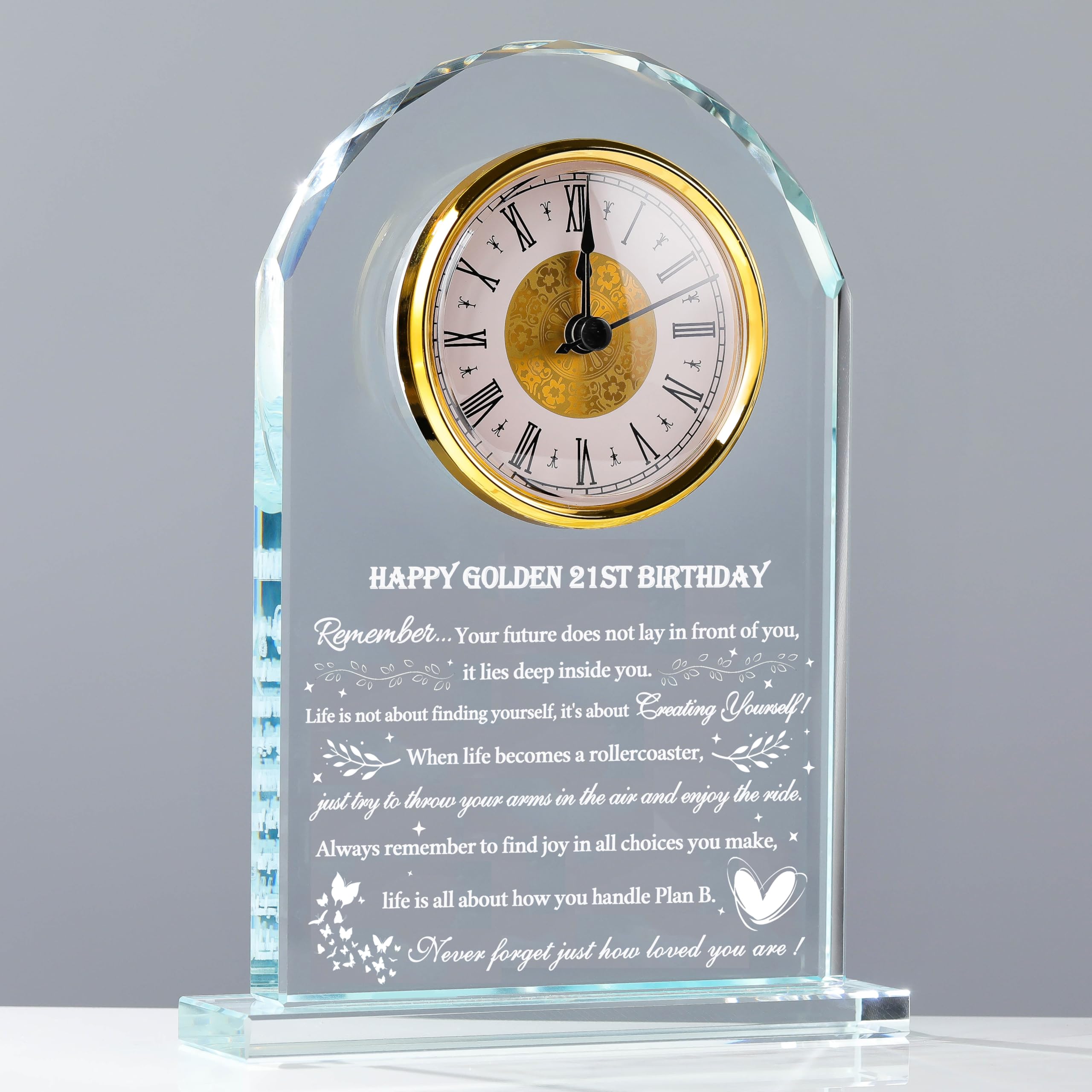 Movdyka 21st Birthday Gifts for Her Him - Crystal Clock Gifts Personalized 2004 21 Year Old Birthday Present for Men Women - Hap