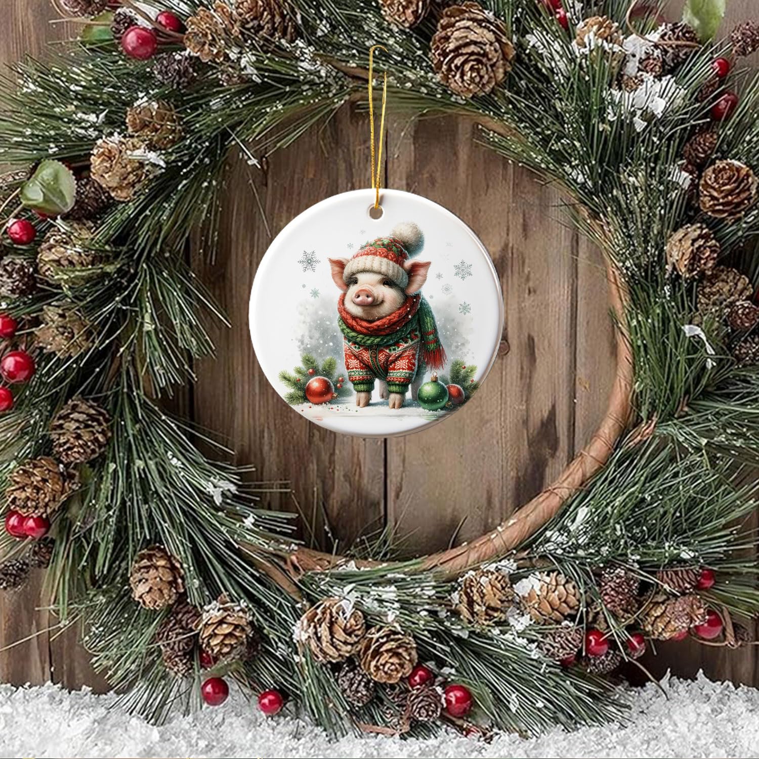 Christmas Pig Ornament - Decorative Hanging Decor for Pig Lovers