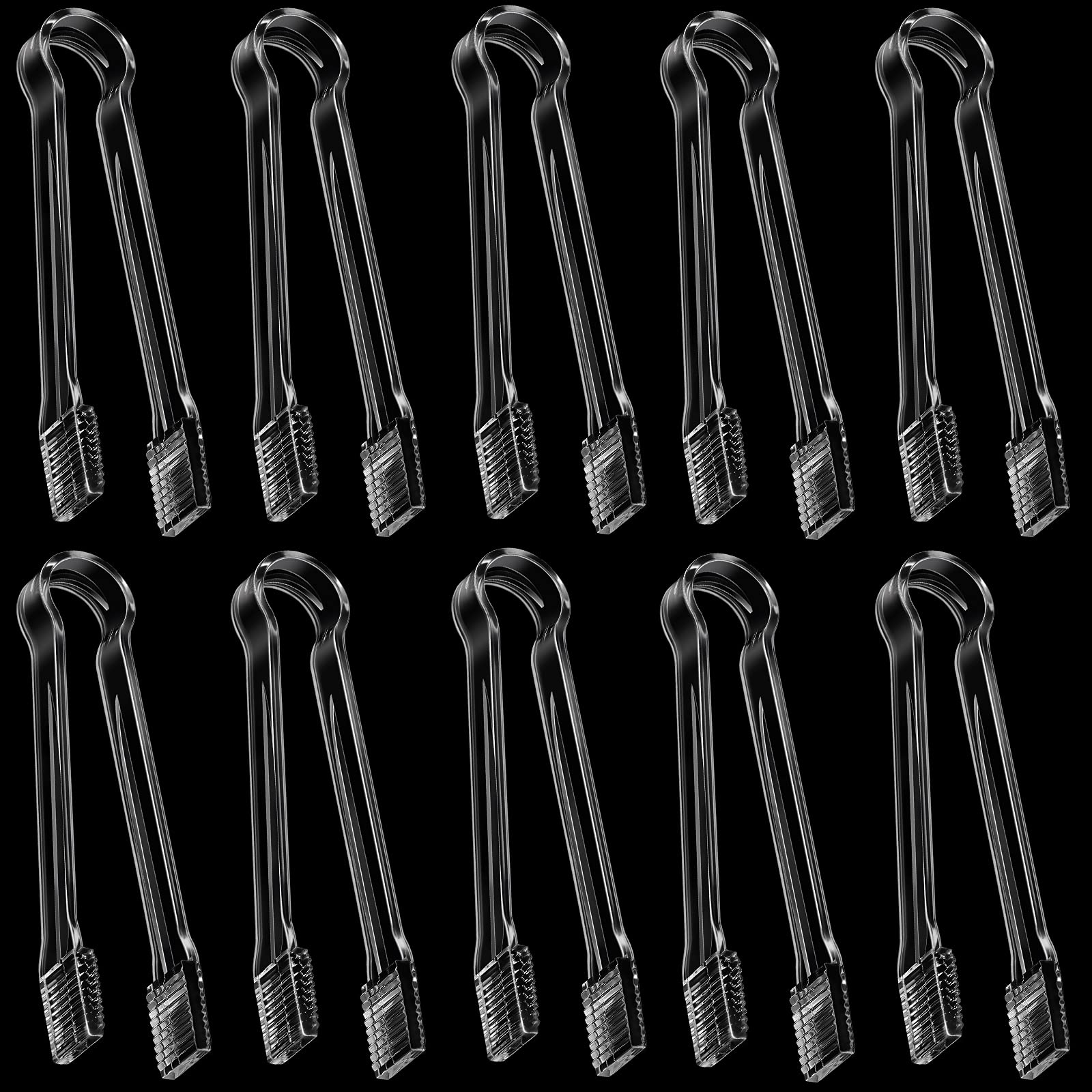 10 Pieces Mini Plastic Buffet Serving Tong Small Kitchen Serving Tongs Set Clear Plastic Serving Tongs Sugar Cube Small Ice Tong