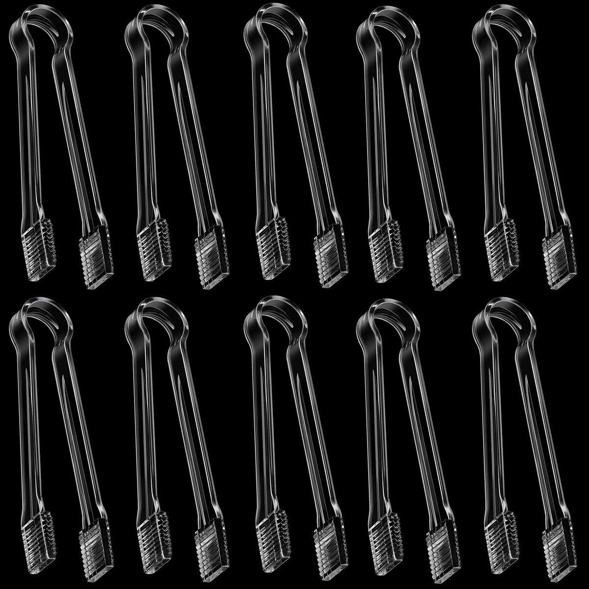 10 Pieces Mini Plastic Buffet Serving Tong Small Kitchen Serving Tongs Set Clear Plastic Serving Tongs Sugar Cube Small Ice Tong