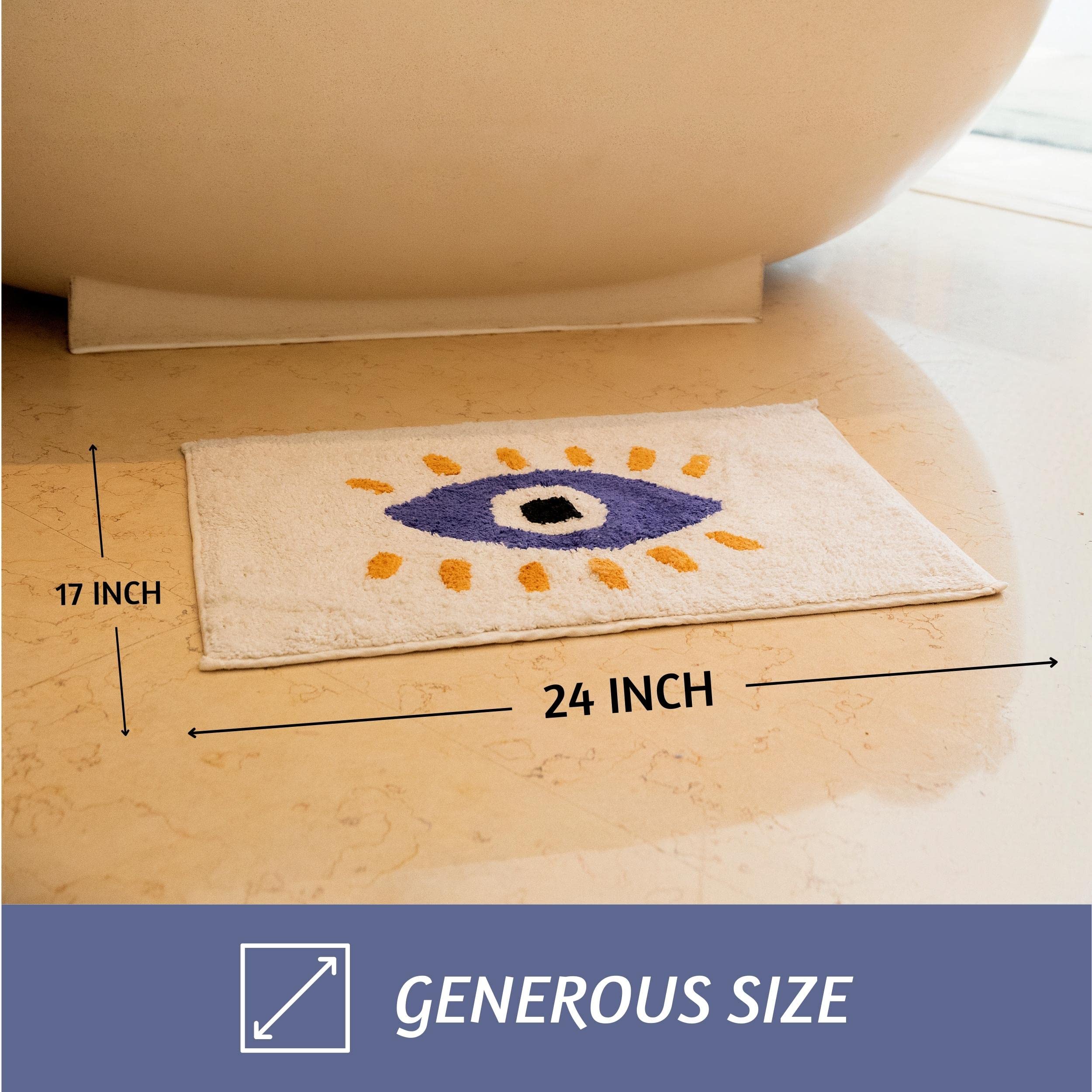 Folkulture Bathroom Rugs Or Bath Mats For Bathroom, 100% Cotton Bathmat Or Shower Mat, 24'' X 17'' Non Slip Tub Mat Or Farmhouse