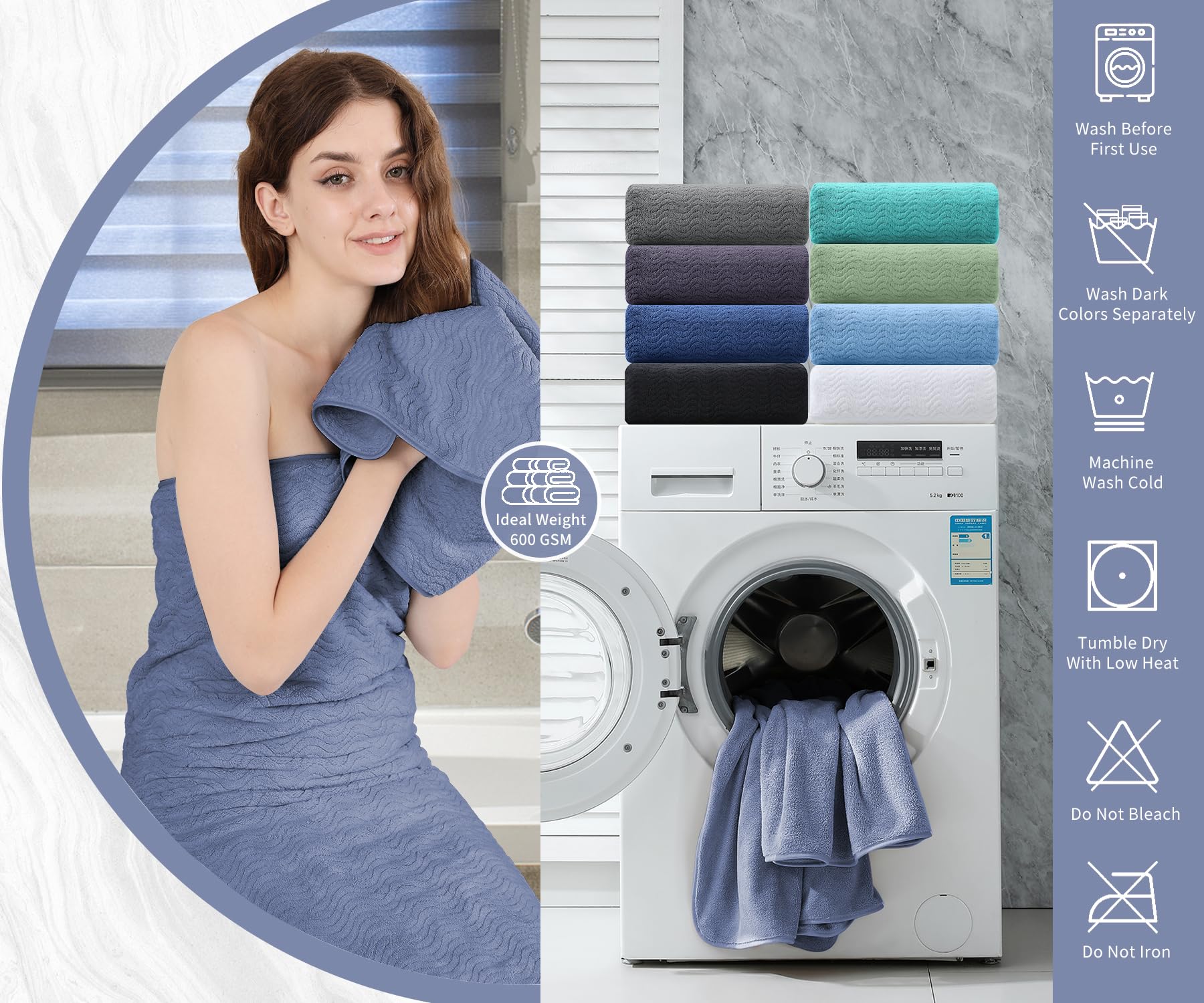 4 Piece Bath Towel Oversized Bath Sheet 35''X70'' Bathroom Towel Extra Large Bath Towel Set Highly Absorbent Quick Dry Softtowel