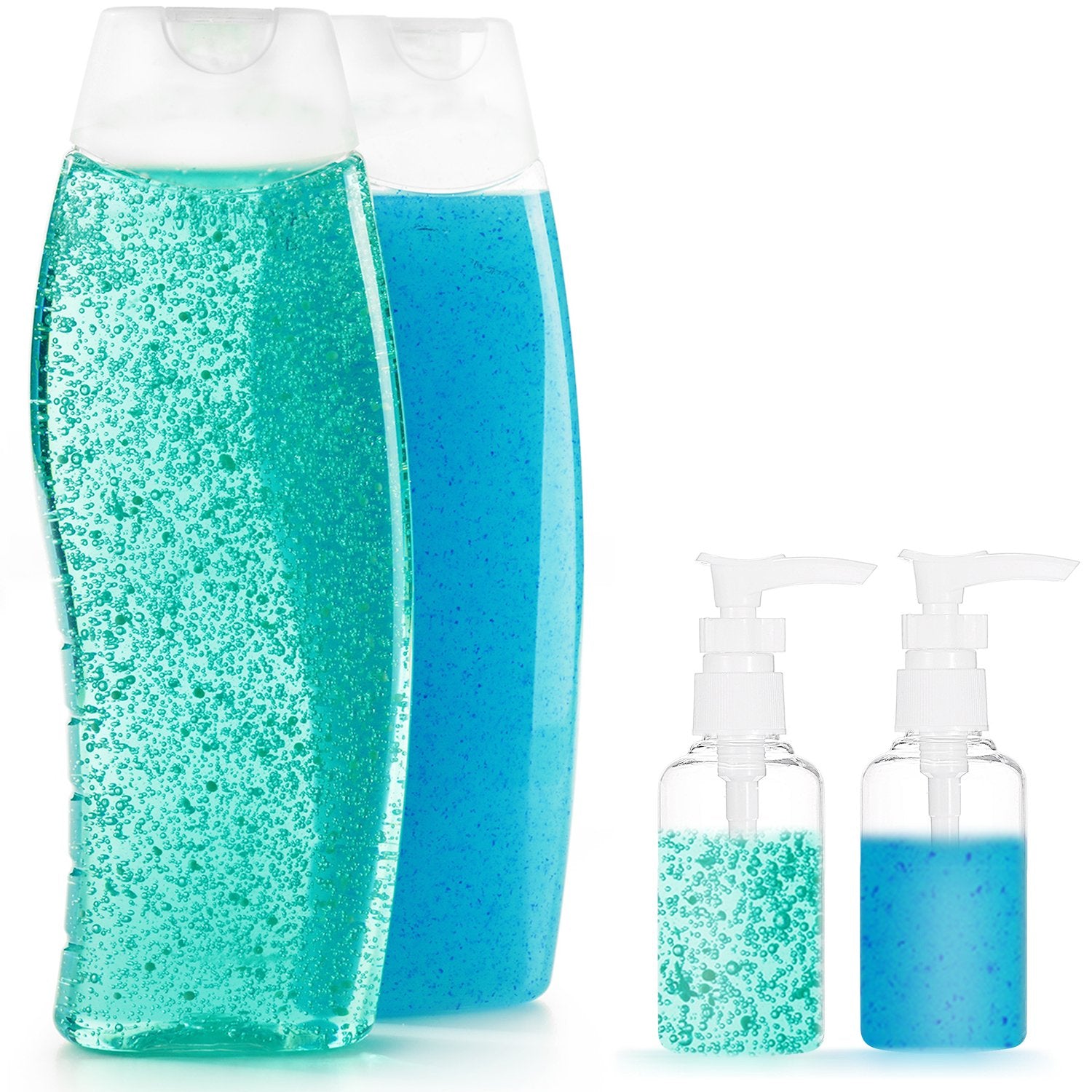 Tecunite 6 Pack Small Pump Bottles Clear Travel Bottle Plastic Empty Spray Bottle Dispenser Hand Lotion Sanitizer Refillable Bot