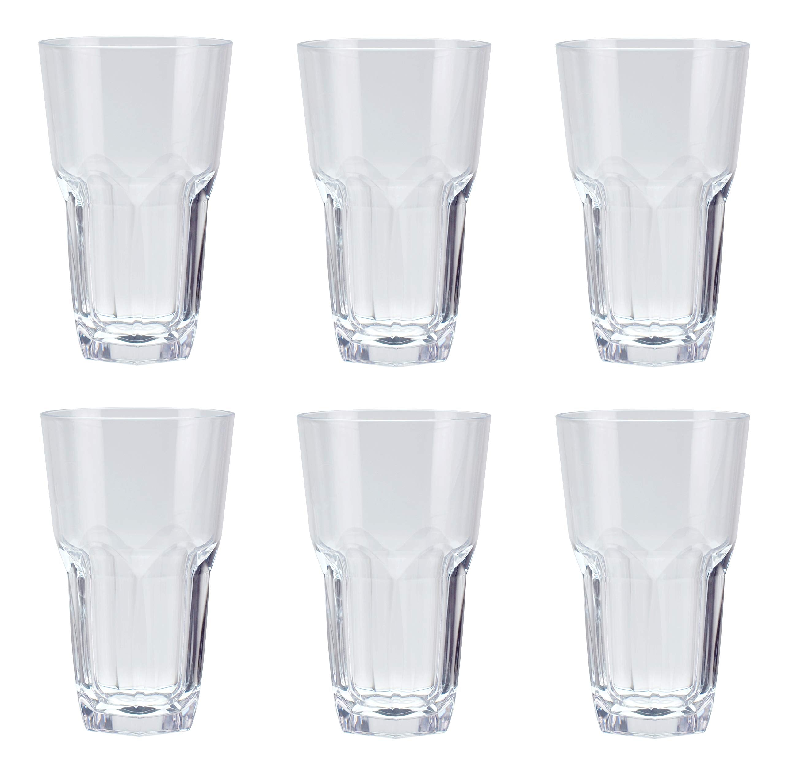 Qg 23 Oz Clear Unbreakable Plastic Tumbler With Hexagonal Base Set Of 6