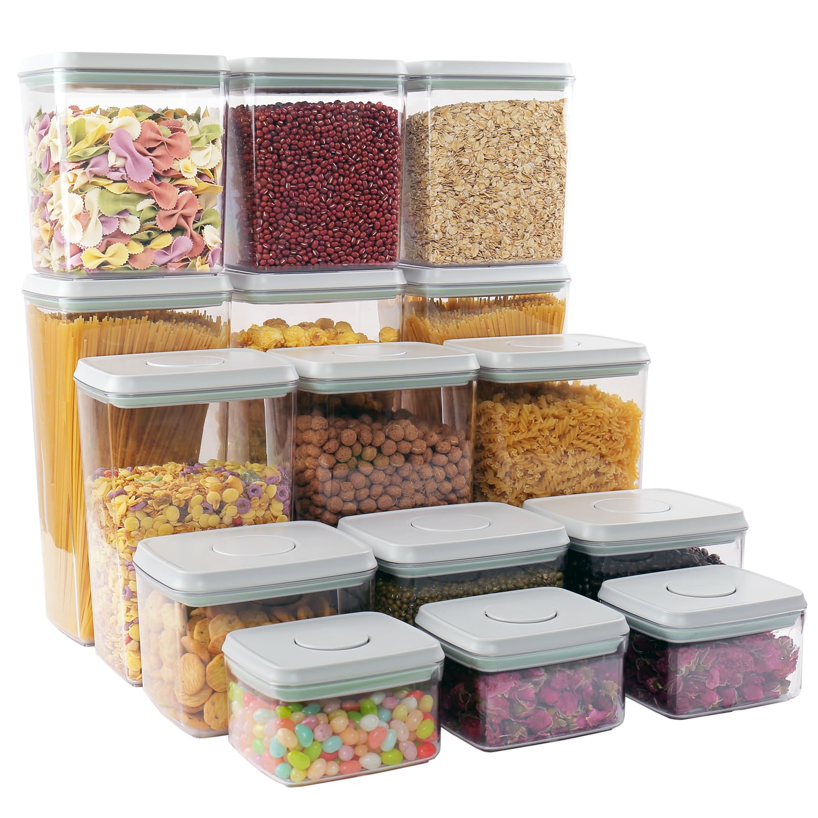 Cozey Daily Pop Containers With Lids Airtight Food Storage Containers With Labels, 10-Piece Bpa Free For Pantry Organization Air