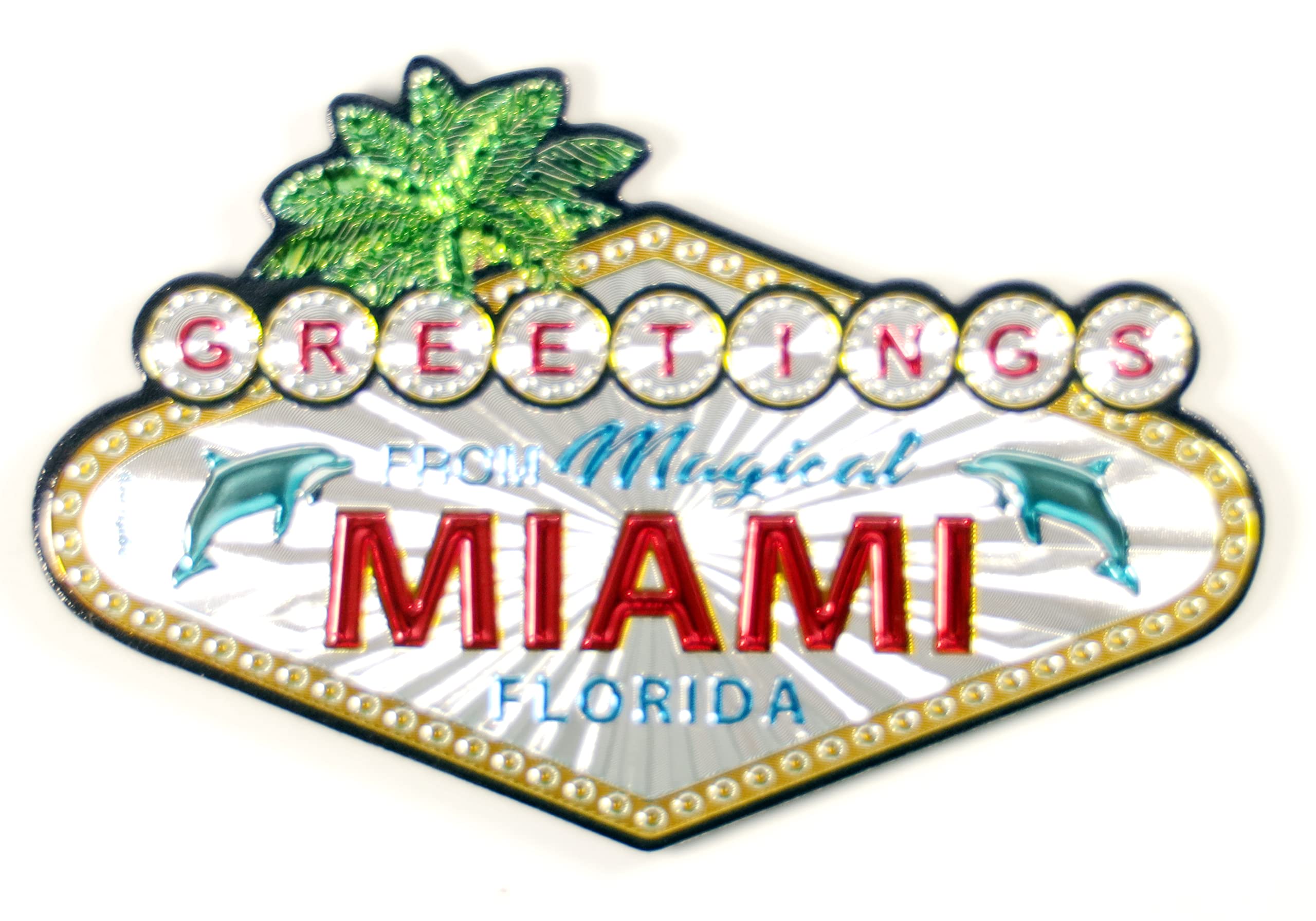 Miami Florida Greetings Sign Foil Magnet 4.25 x 2.75 x 0.125