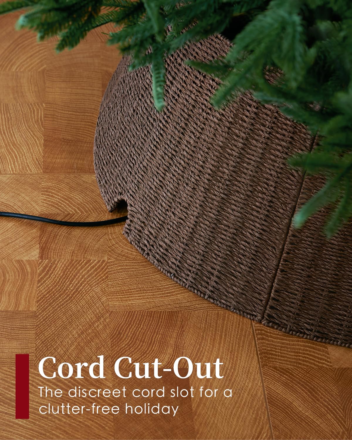 36in Large Christmas Tree Collar - Wicker Woven Tree Collars for Artificial Trees - Handmade Rattan Rustic Farmhouse Basket for
