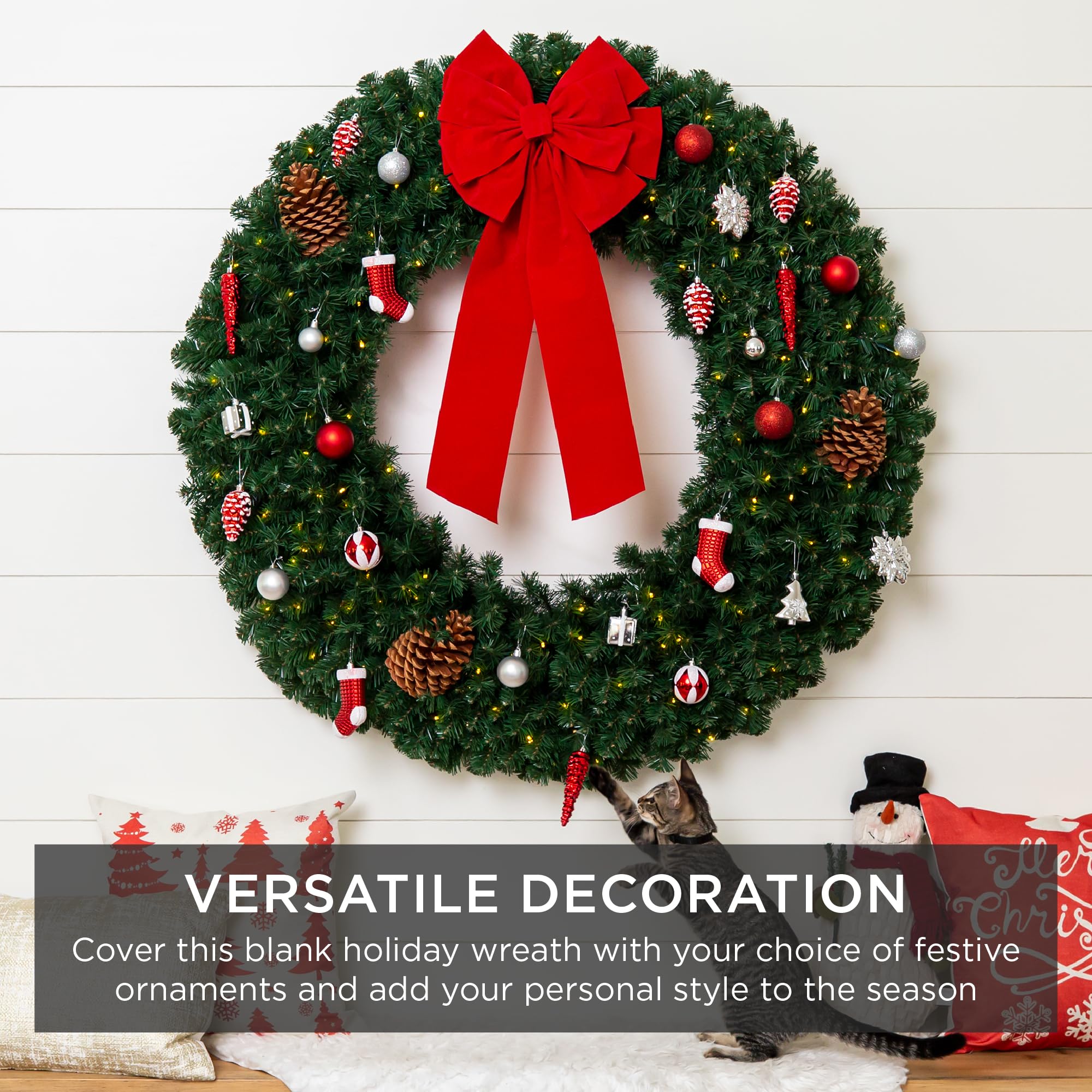 Best Choice Products 24in Artificial Pre-Lit Fir Christmas Wreath w/ 50 Multicolor Lights, 100% PVC Tips, Model SKY10446