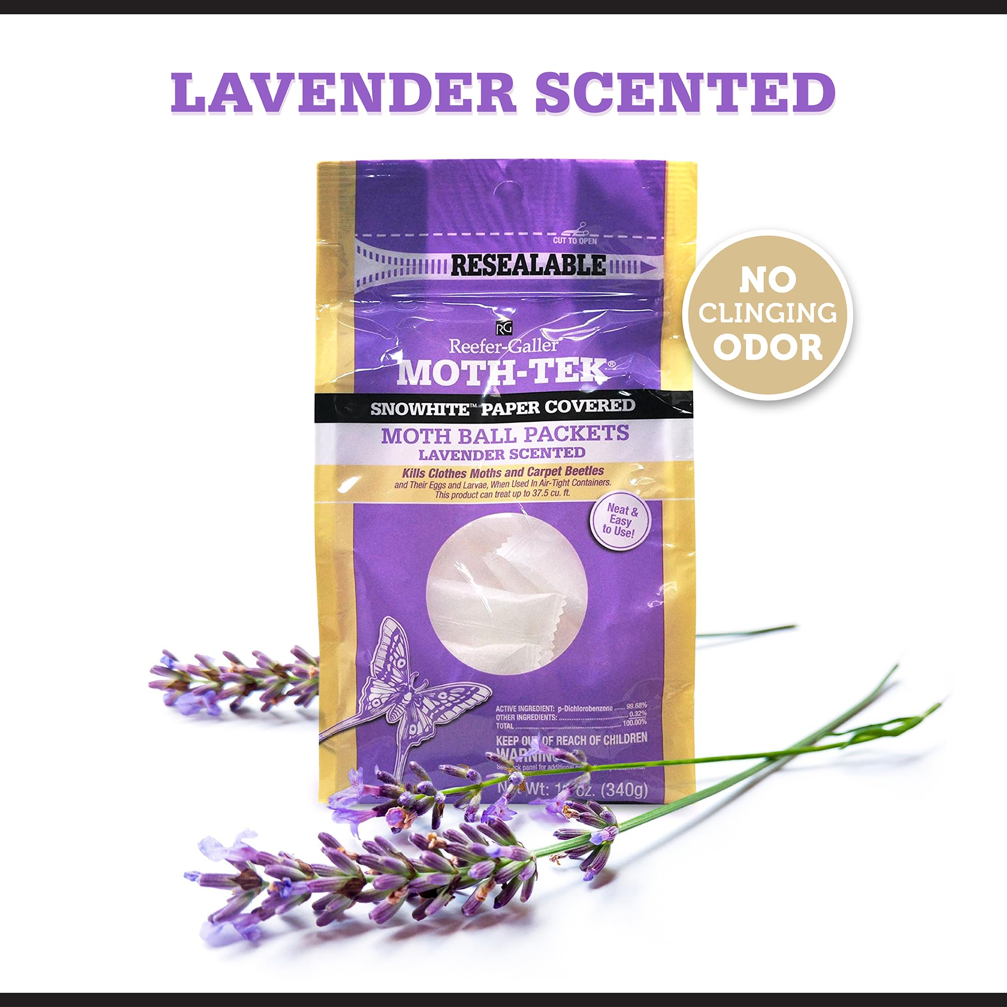 Reefer-Galler Moth-Tek Snowhite Lavender Scented Moth Ball Packets 12 Oz (6)