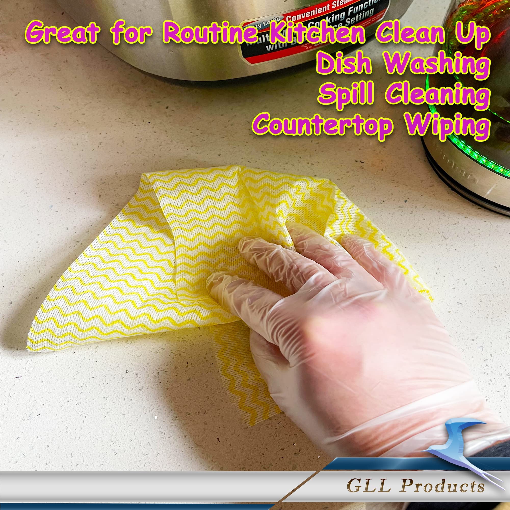 GLL Disposable Cleaning Cloths Wipe Roll, Dish Wash Cloths, Cleaning Washcloth Towel for Kitchen Bathroom Furniture and Car (Pac